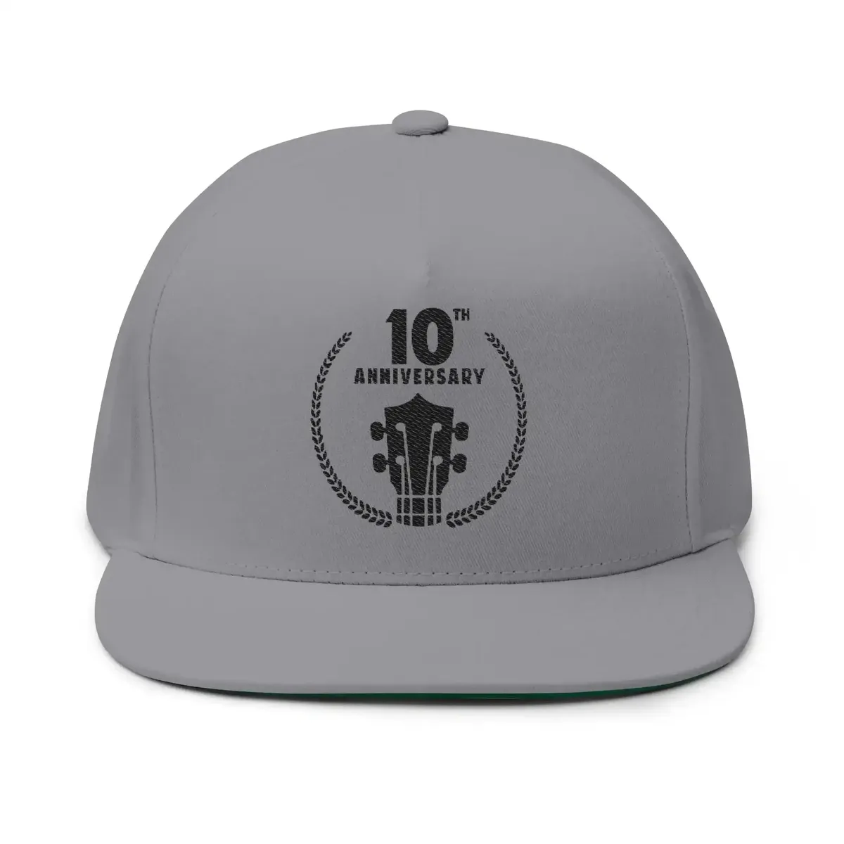 10th Anniversary Guitar Embroidered Flat Bill Cap - Image 3