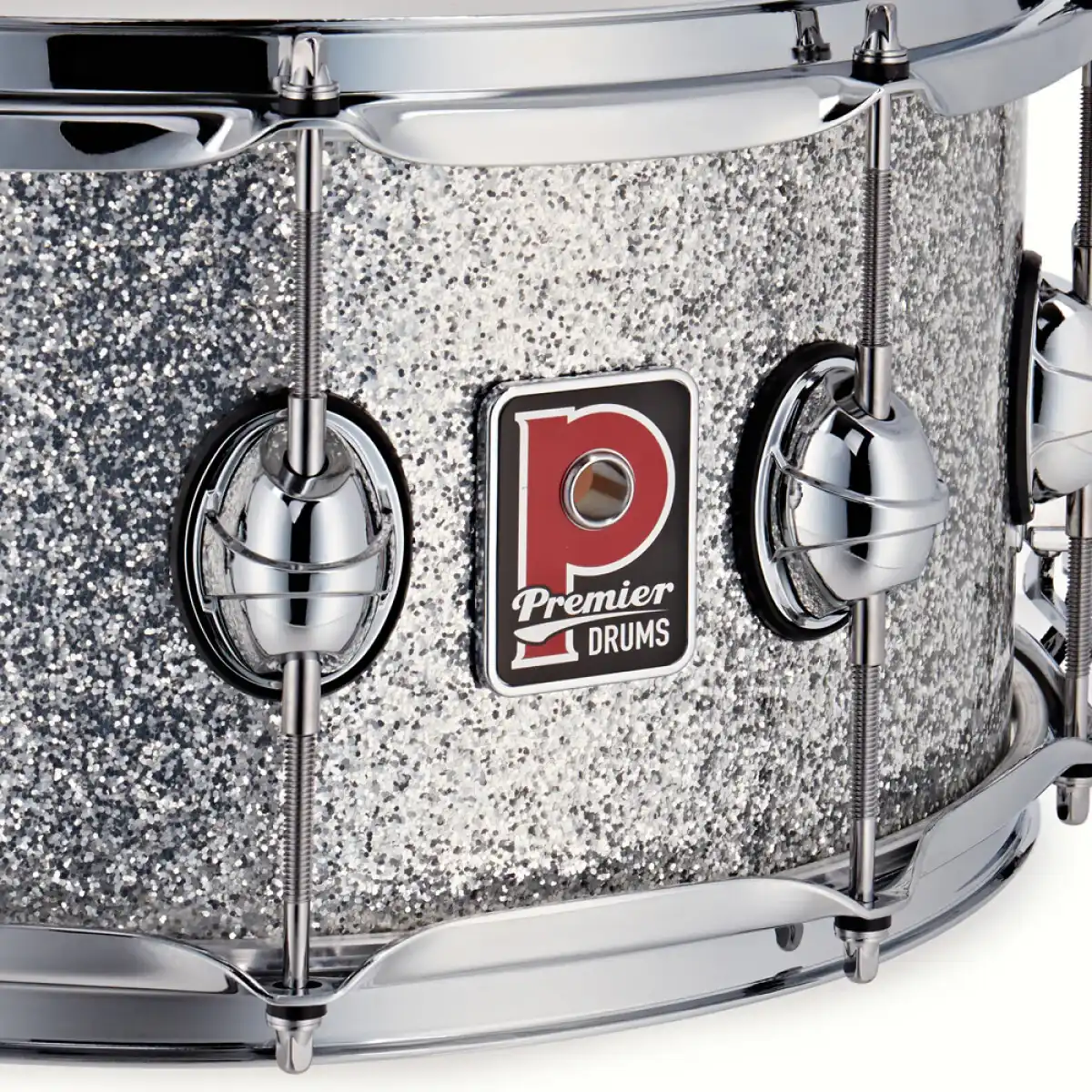 Premier 14" x 7" Genista Maple Snare Drum - Silver Sparkle - Image 3