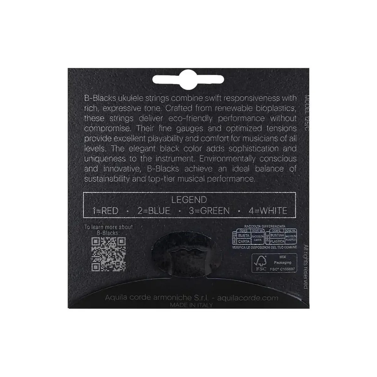 Aquila 184U B-Blacks Renewable Bioplastic Baritone Strings (D-G-B-E Tuning) - WOUND D - Image 2