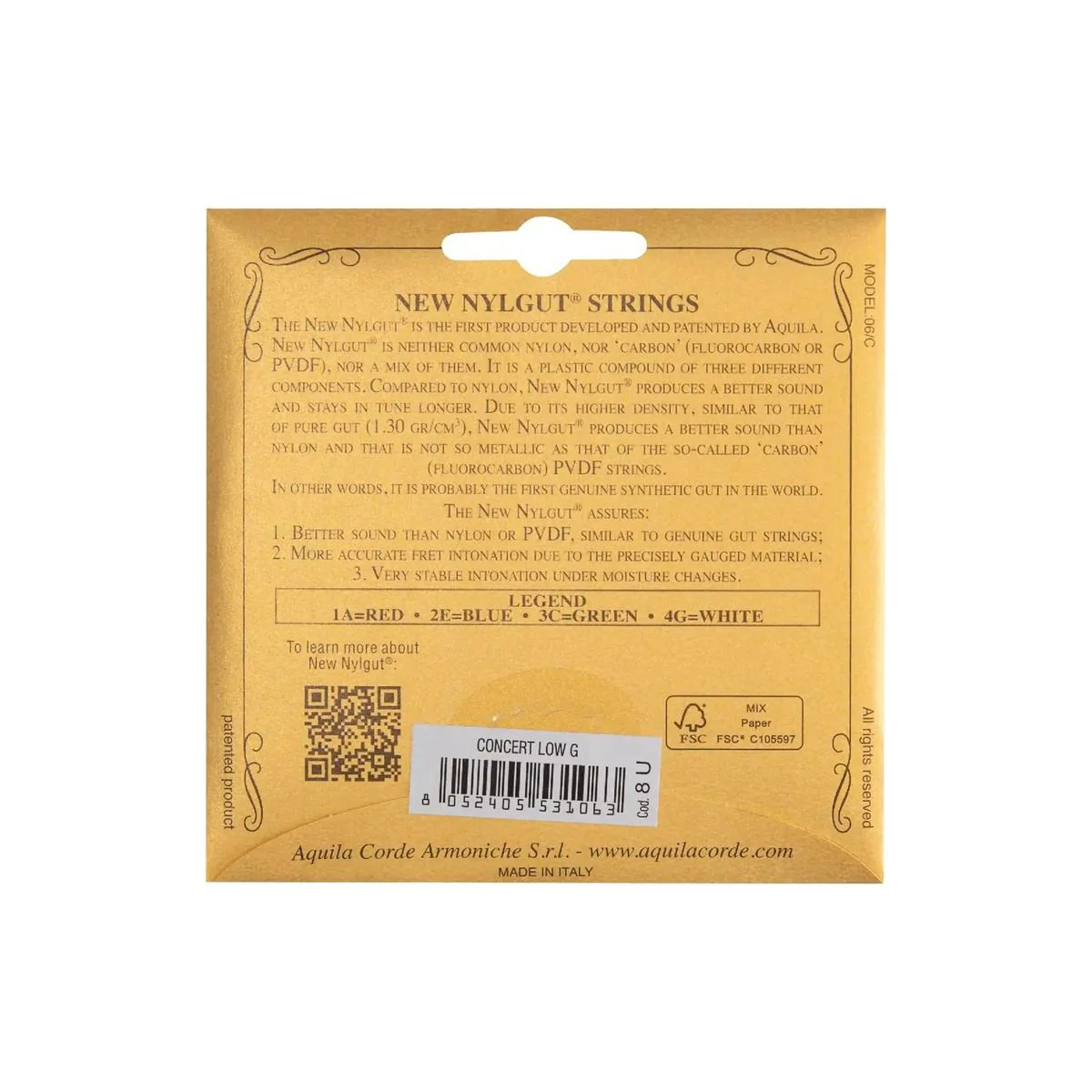 Aquila 8U New Nylgut Ukulele Strings CONCERT LOW G (G-C-E-A) - Image 2