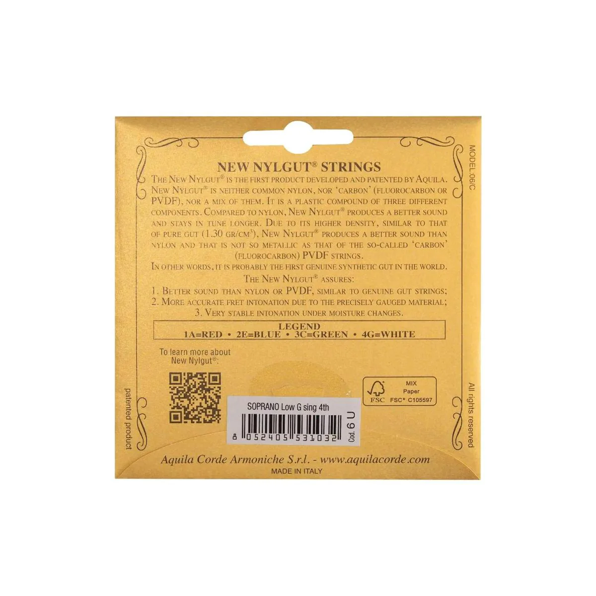 Aquila 6U New Nylgut Ukulele Single String SOPRANO LOW G (SINGLE STRING) - Image 2