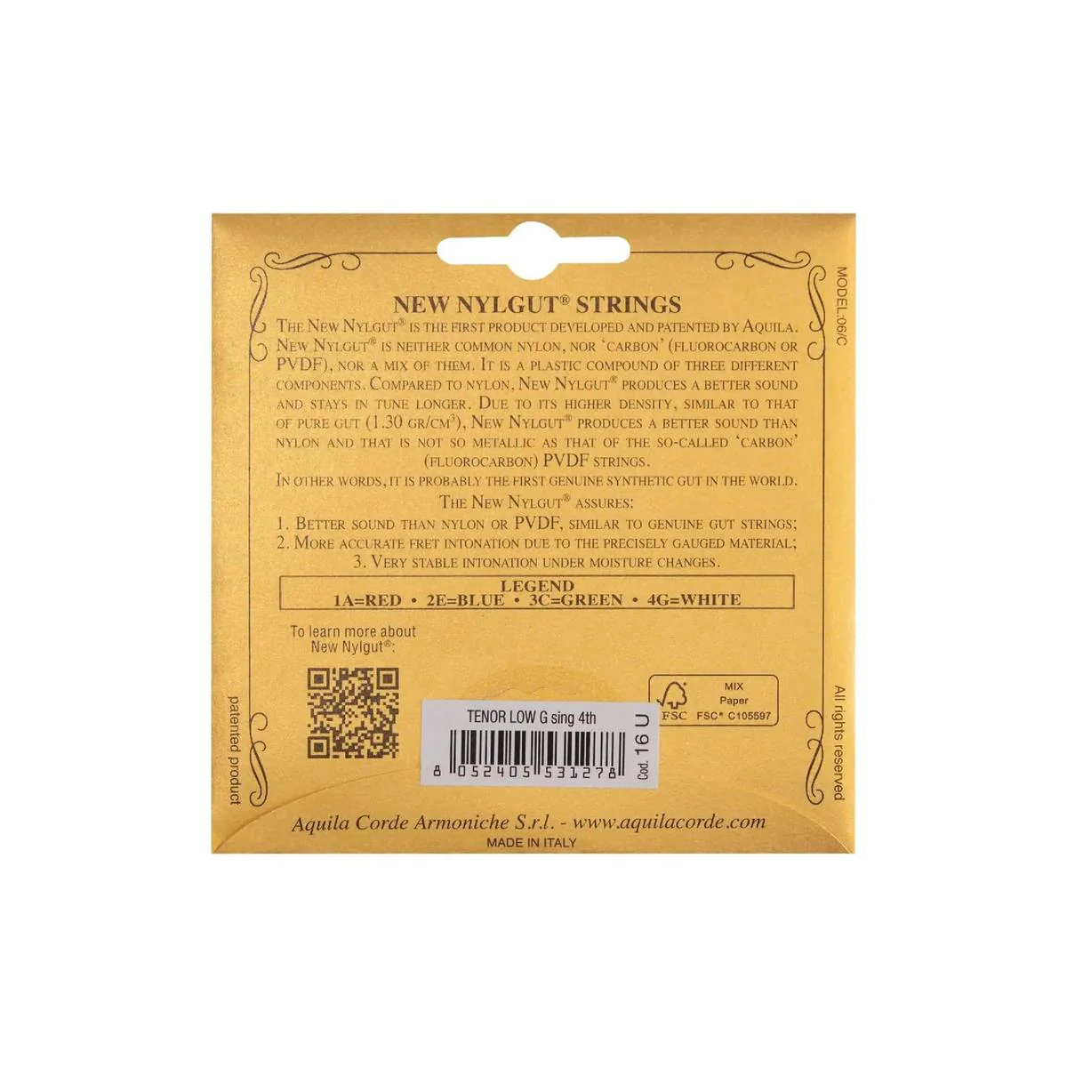 Aquila 16U New Nylgut Ukulele Single String TENOR LOW G (SINGLE STRING) - Image 2