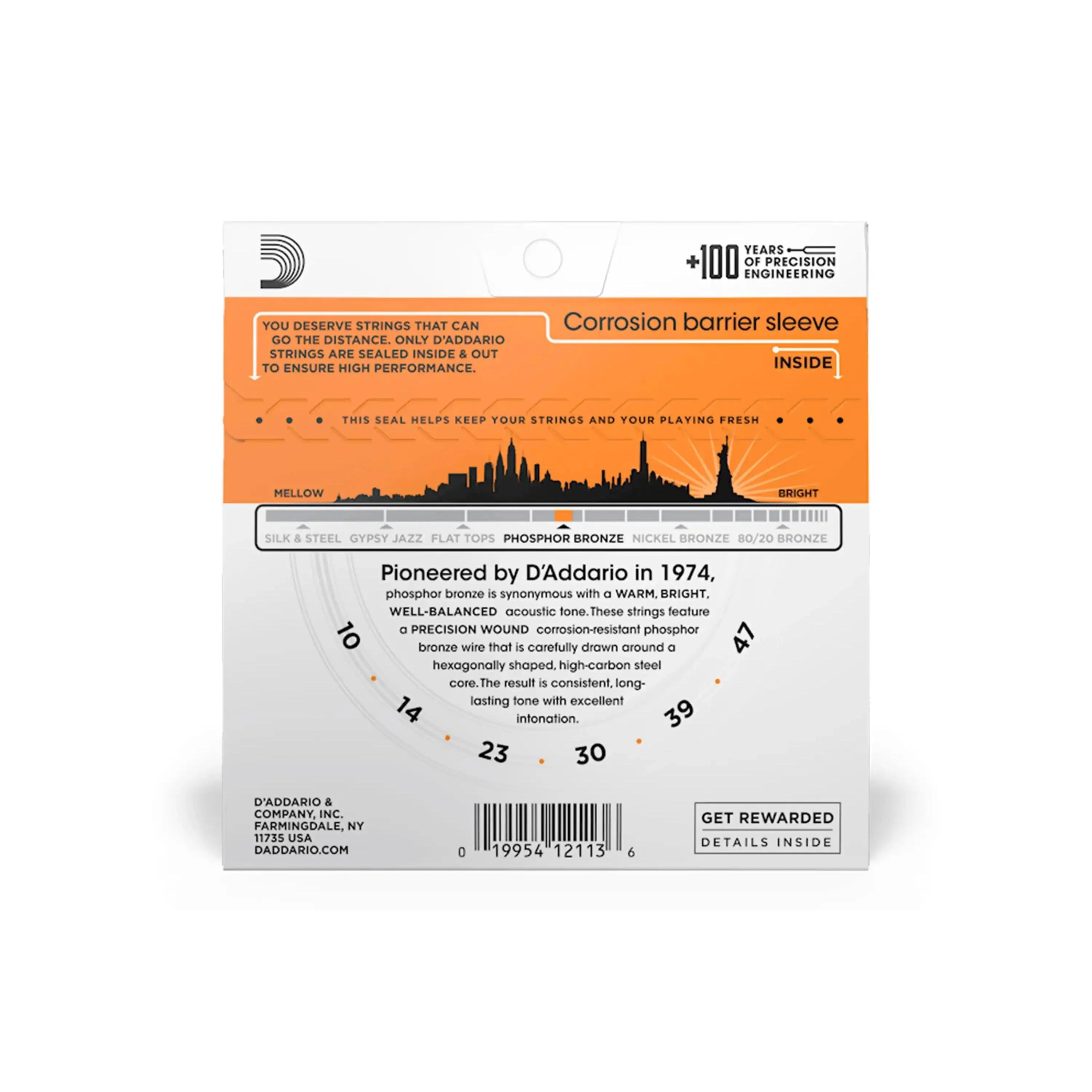 D'Addario EJ15 Phosphor Bronze Acoustic Guitar Strings - Extra Light .10-.47 - Image 2