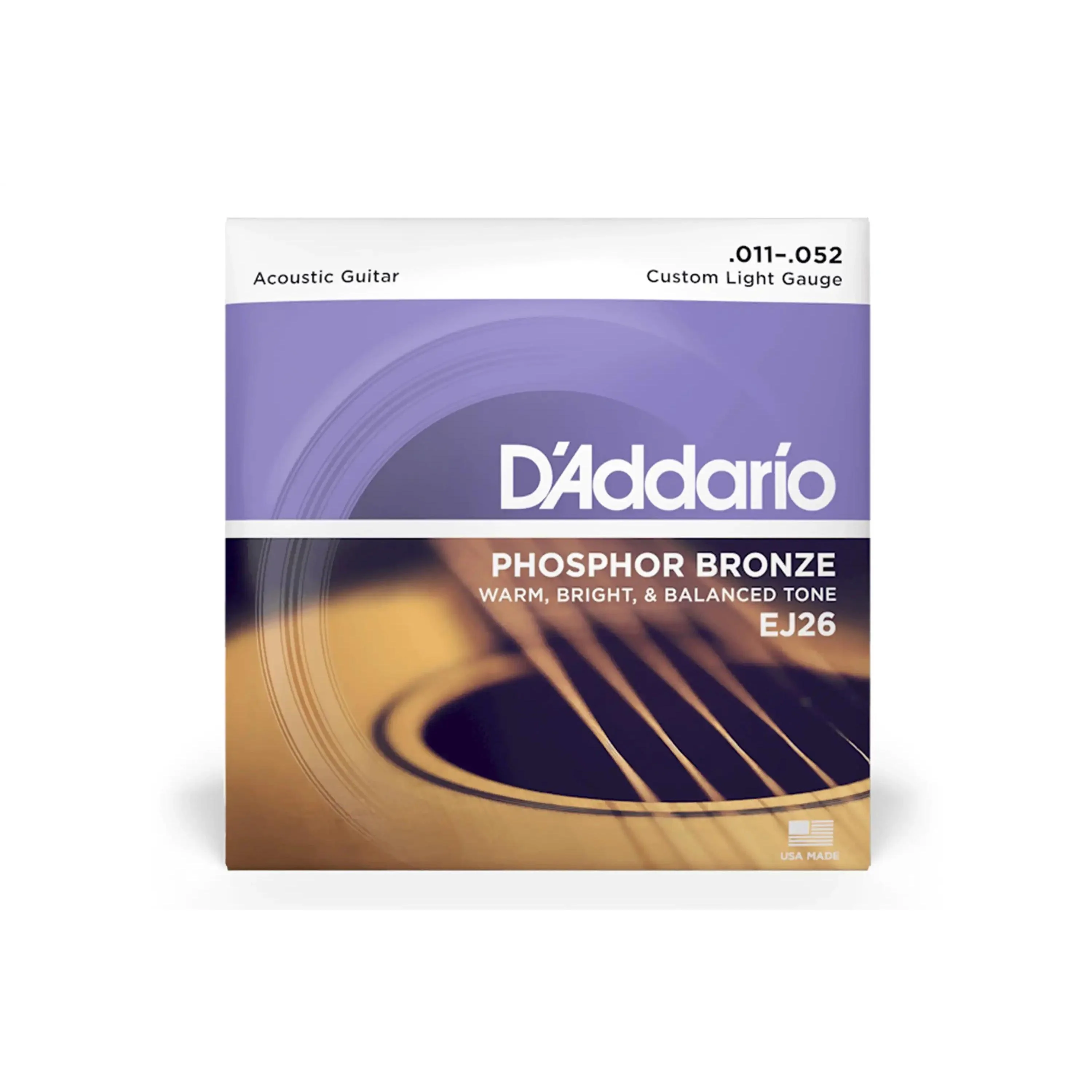 D'Addario EJ26 Phosphor Bronze Acoustic Guitar Strings, Custom Light, 11-52