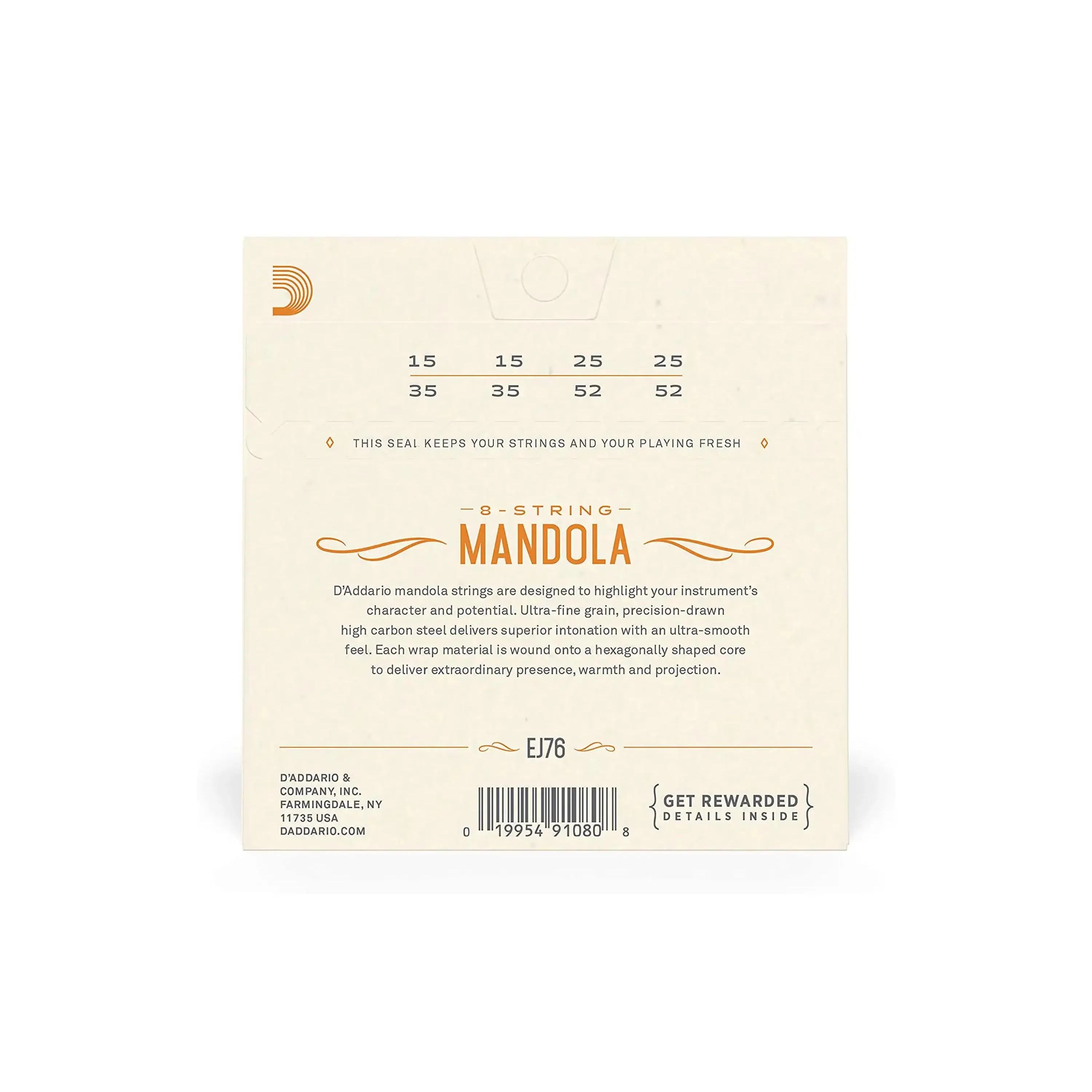 D'Addario EJ76 Phosphor Bronze 8-String Mandola Strings - Medium .015-.052 - Image 2