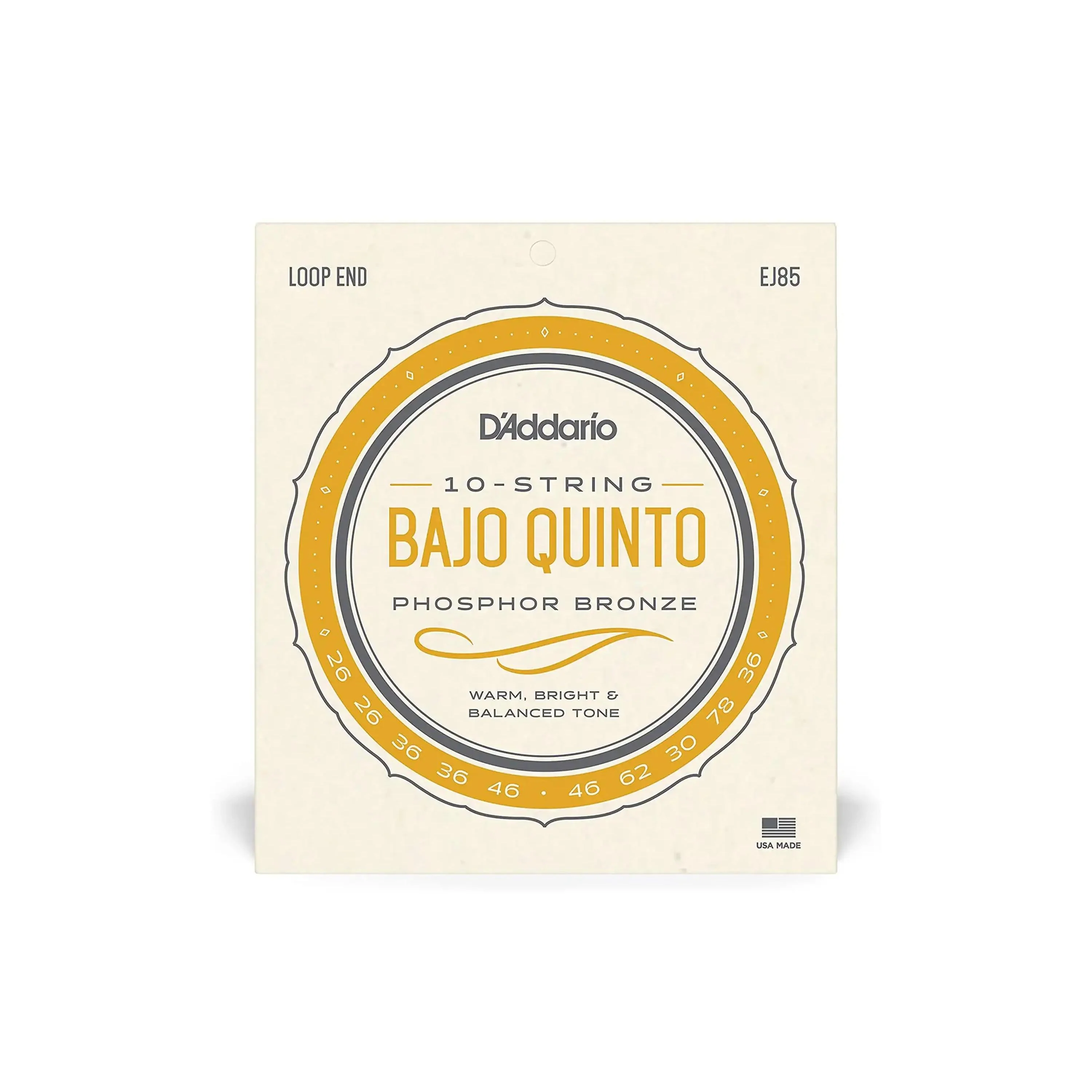 D'Addario EJ85 Phosphor Bronze 10-String Bajo Quinto Strings - .026-.036
