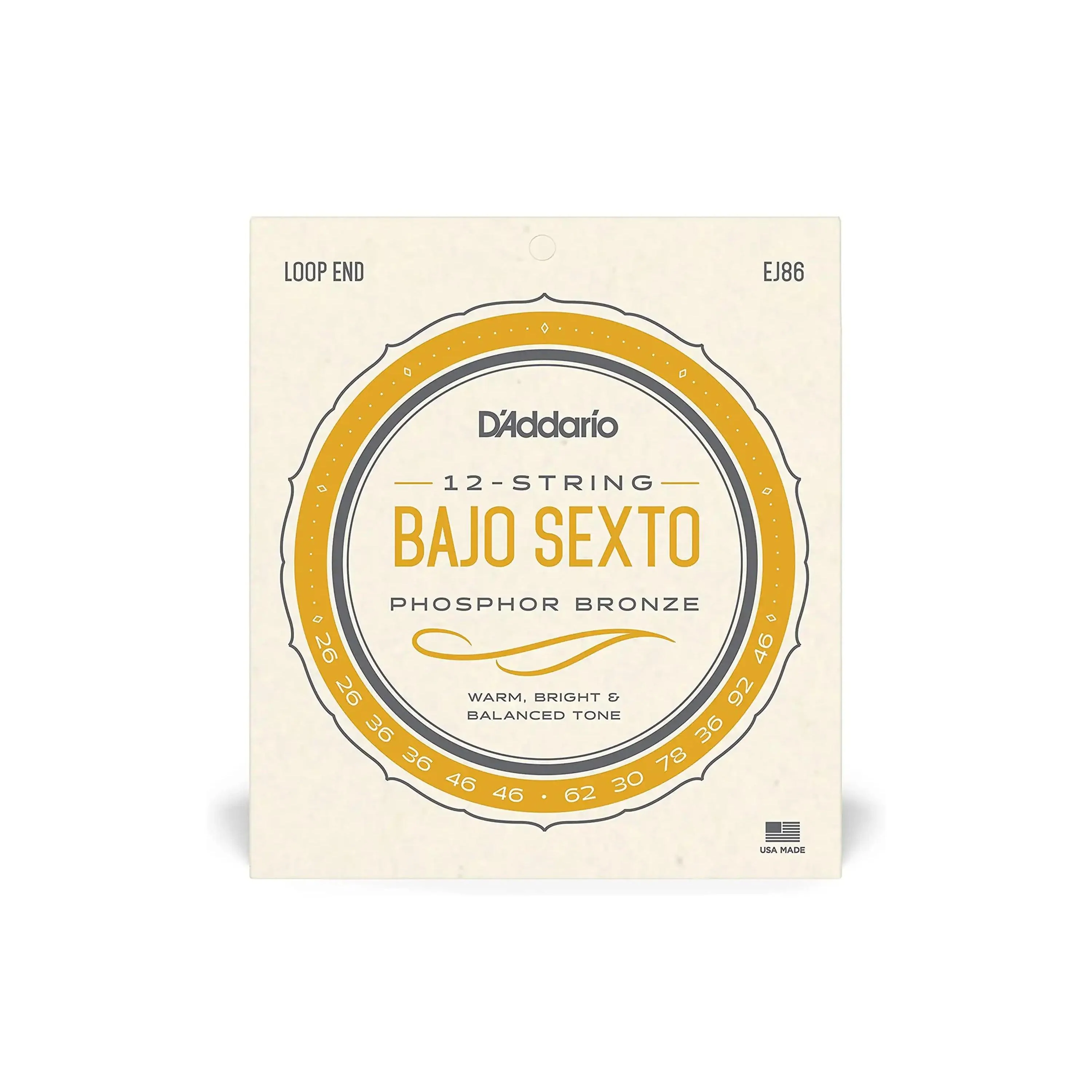 D'Addario EJ86 Phosphor Bronze 12-String Bajo Sexto Strings - .026-.046