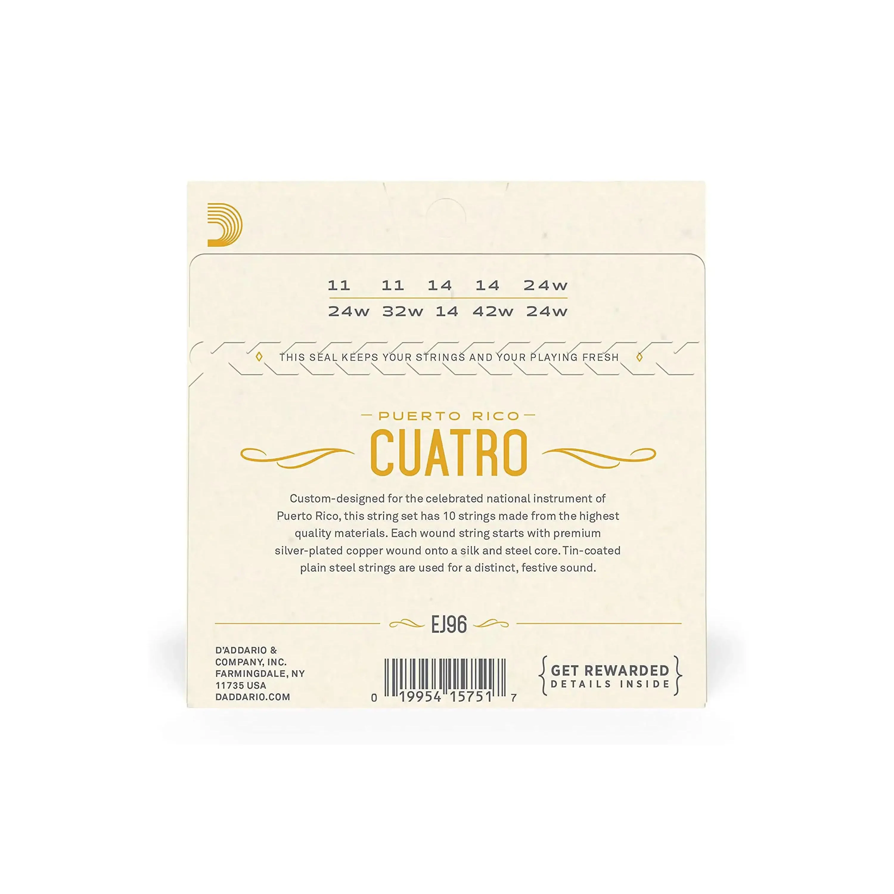 D'Addario EJ96 Silver Plated Copper 10-String Cuatro-Puerto Rico Strings - .011-.024 - Image 2