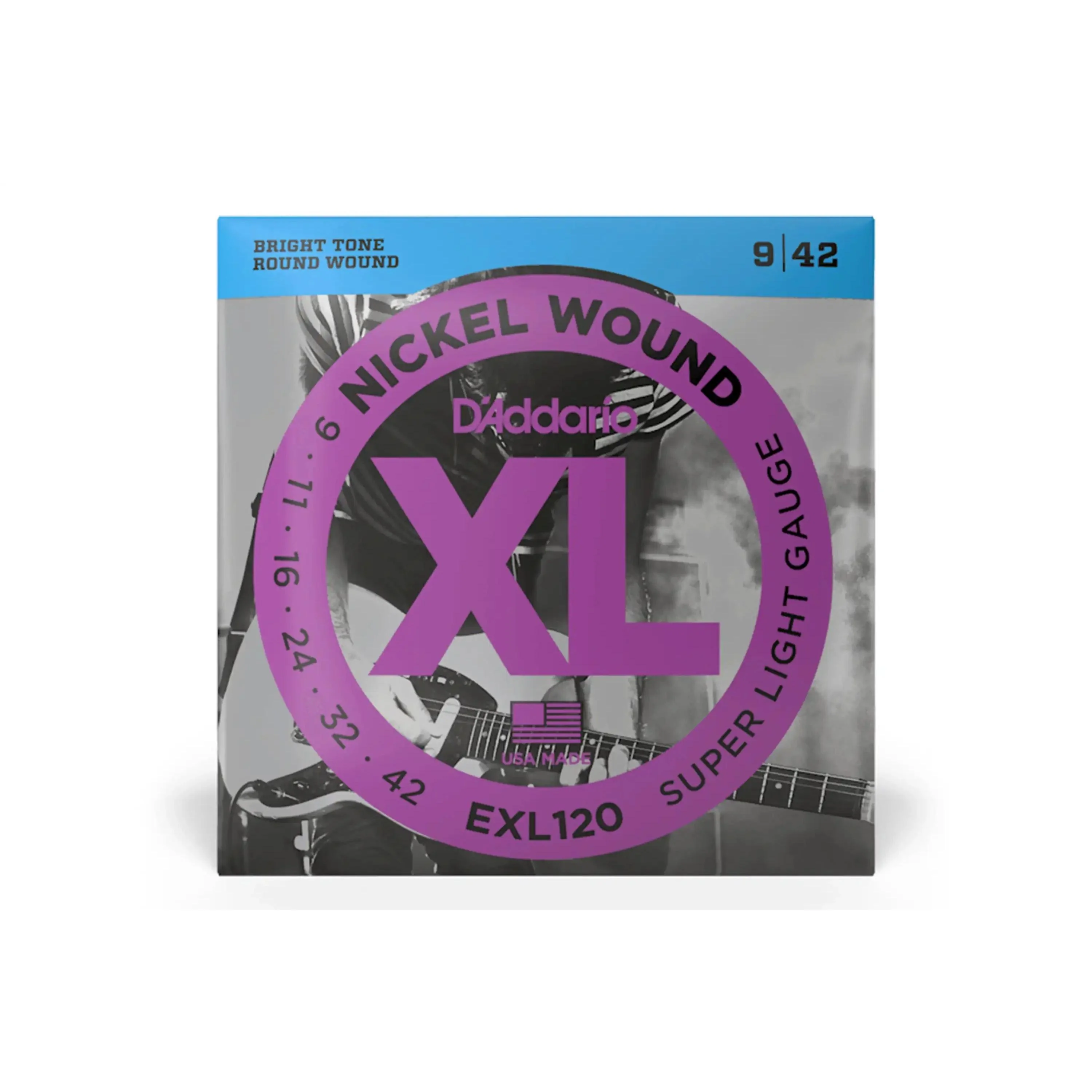 D'Addario EXL120 Nickel Wound Electric Guitar Strings, Super Light - .009-.042