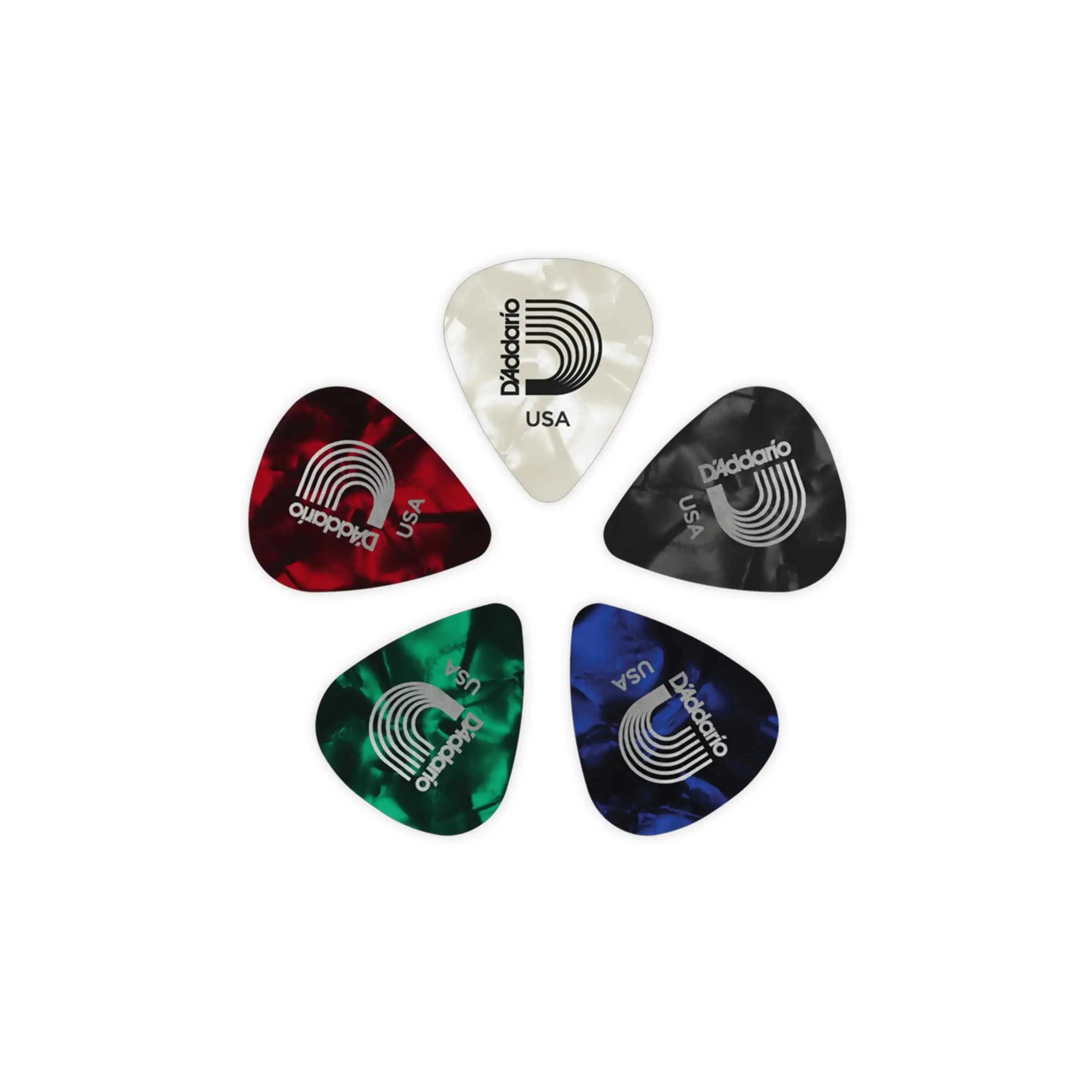 D'Addario Medium Pearl Celluloid Assorted .70mm Guitar Picks - 10 Pack