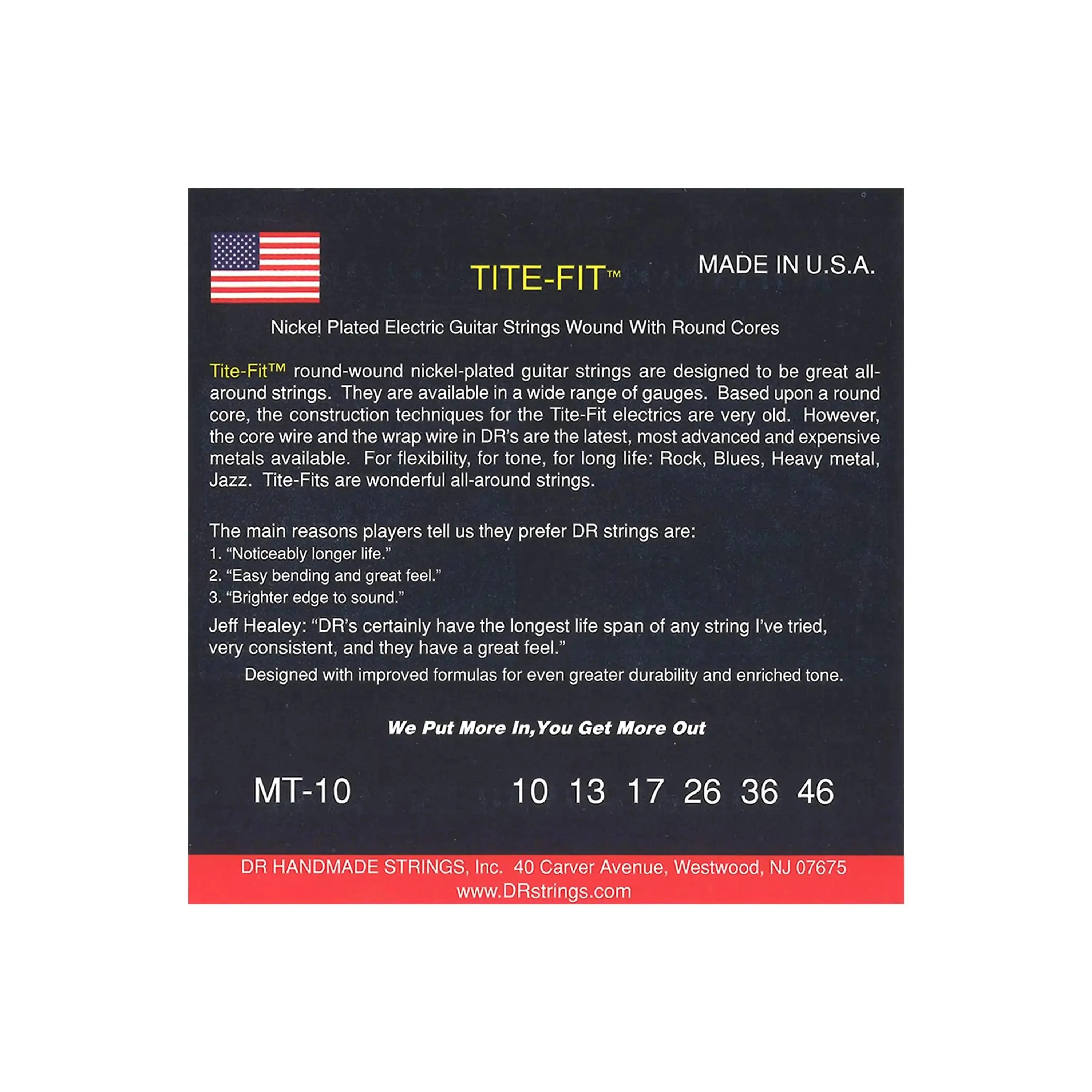 DR Strings MT-10 Tite Fit Electric Round Core 10-46 Guitar Strings - Image 2