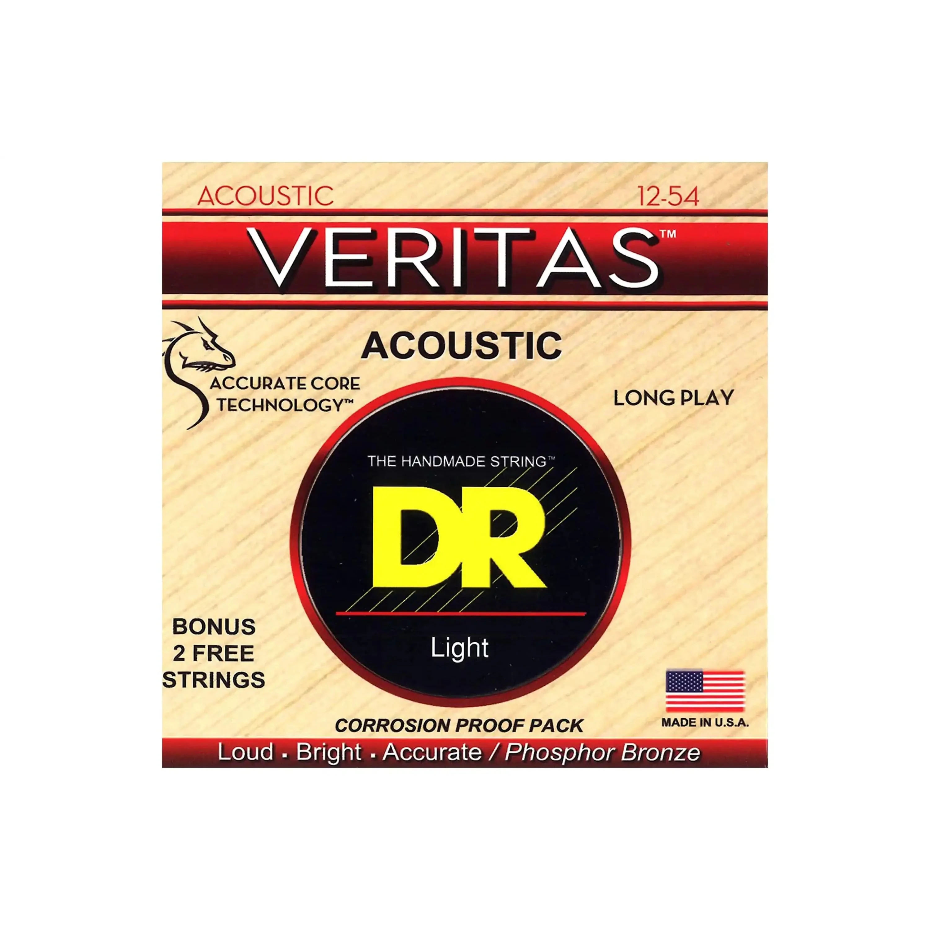 DR Strings Veritas Phosphor Bronze Acoustic 12-54 Light Guitar Strings