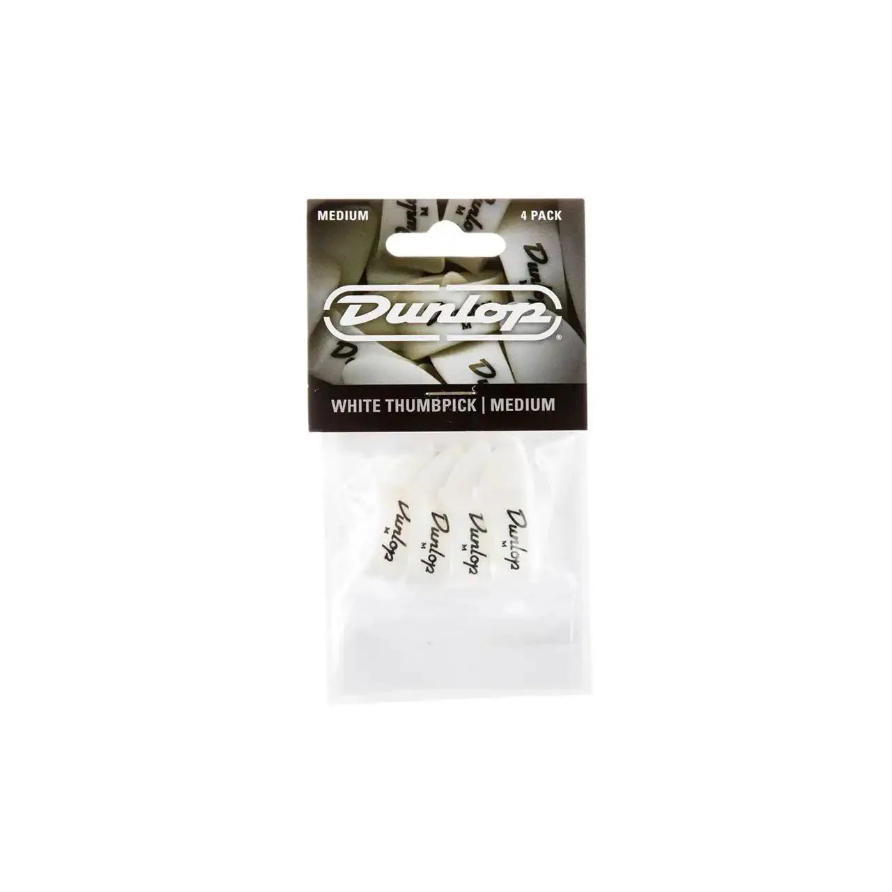 DUNLOP 9002 Medium White Plastic Thumbpicks - 4 Pack