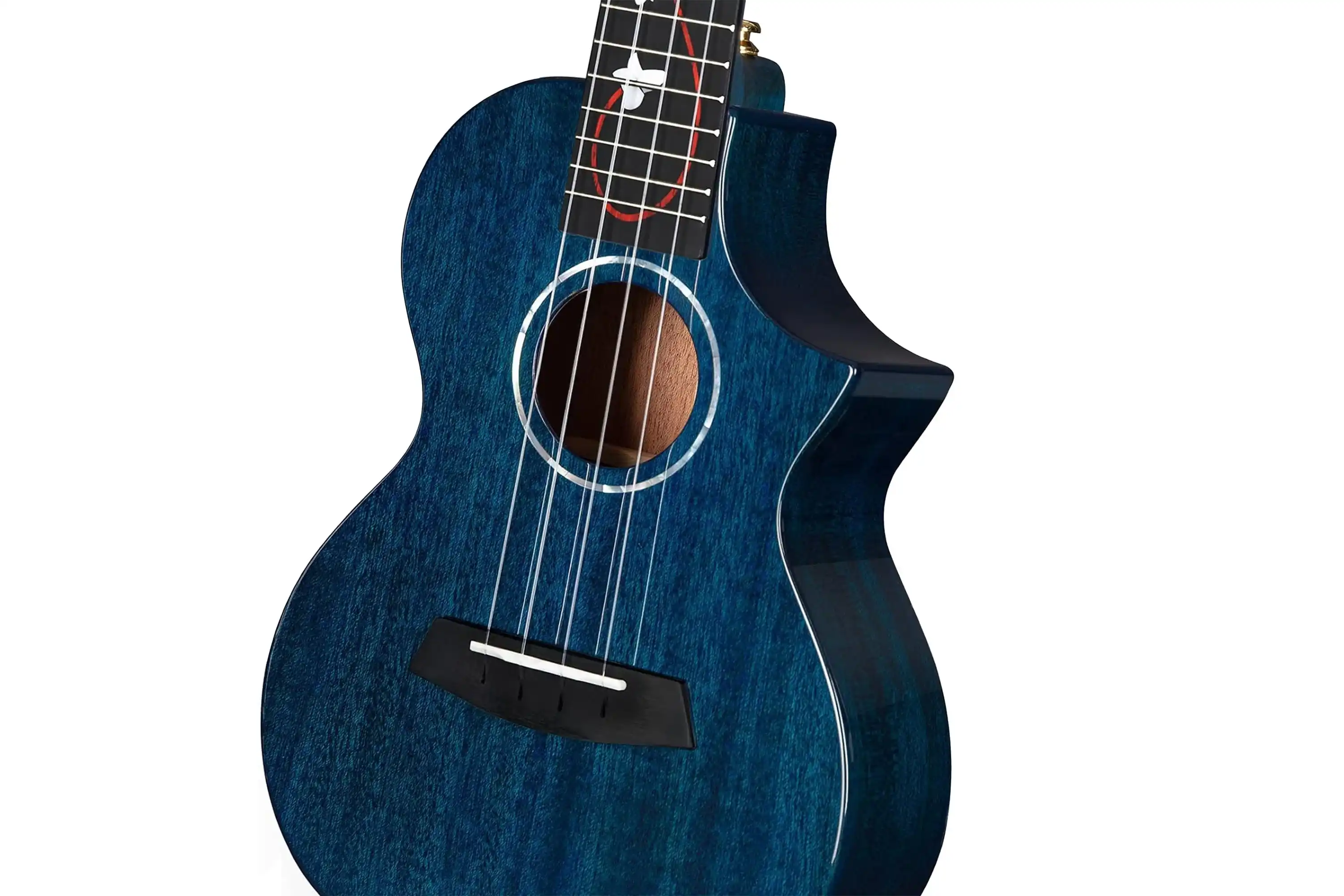 Enya EUC-M6-BU-EQ Solid Mahogany Concert Ukulele w/ Pickup - Blue - Image 3