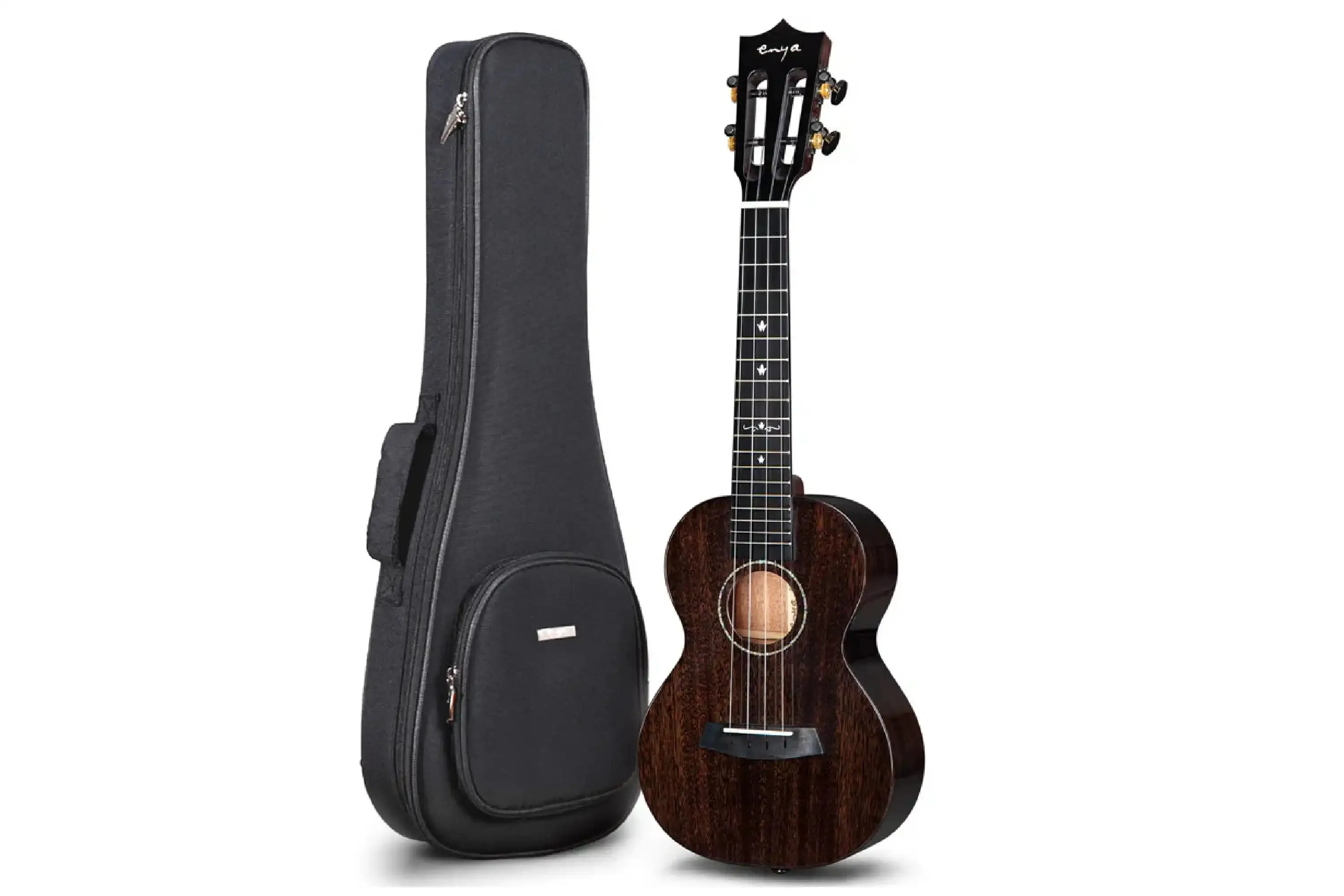 Enya EUC-MAD-BK Solid Mahogany Concert Ukulele - Black - Image 5