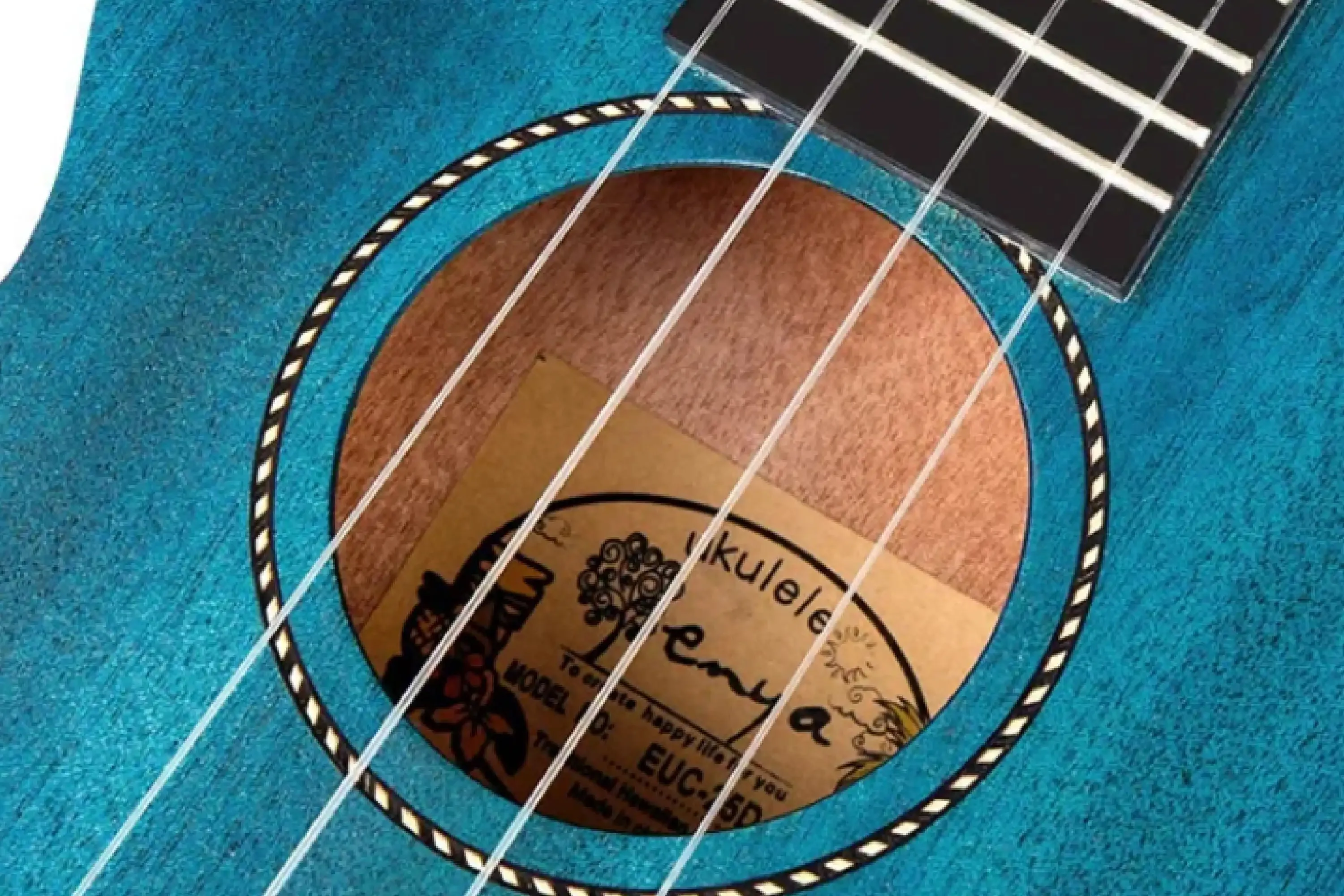 Enya EUS-25D/BU Solid Mahogany Soprano Ukulele - Blue - Image 4
