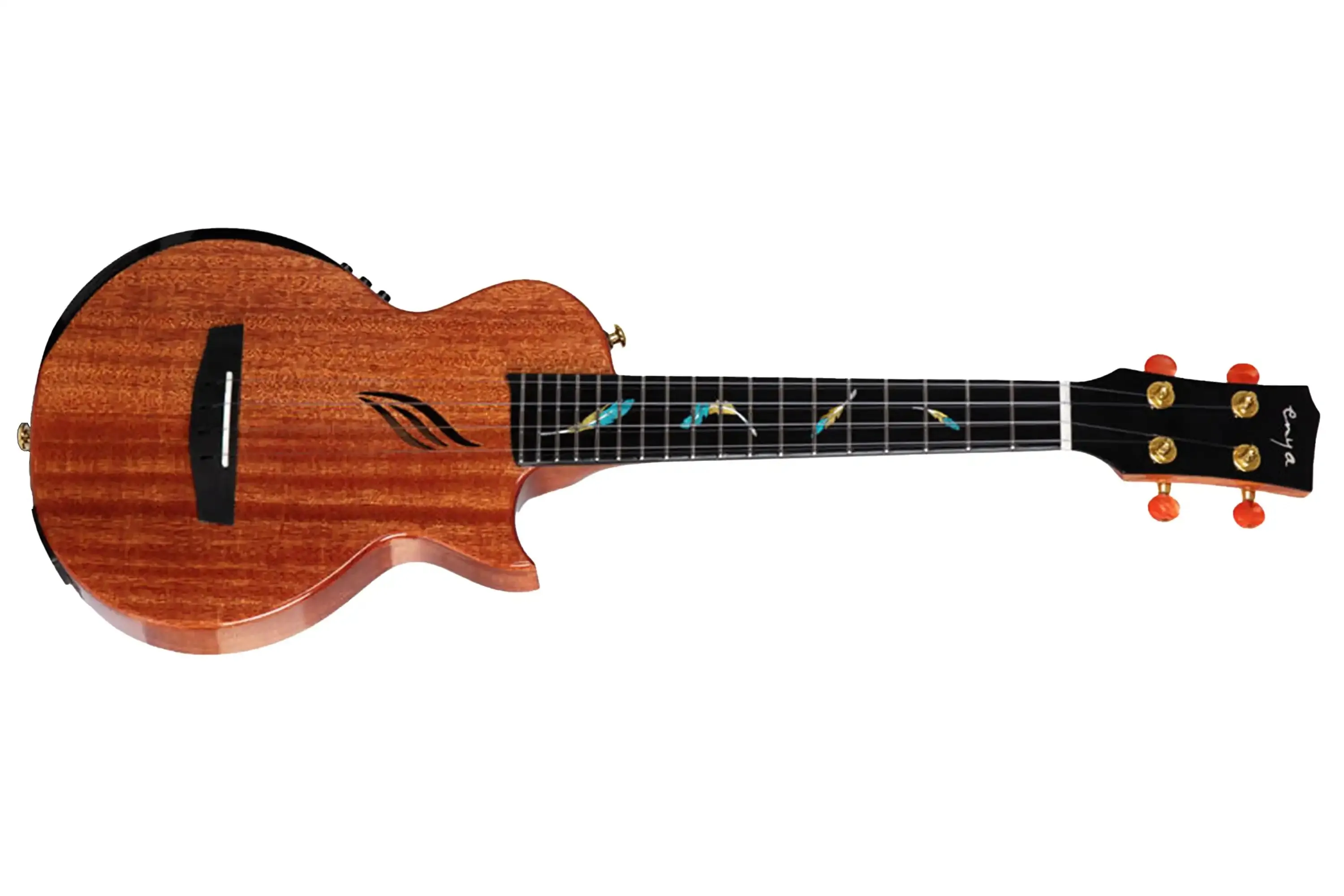 Enya EUT-FEATHER Mahogany Feather Acoustic Electric Tenor Ukulele - AcousticPlus Pickup - Image 3