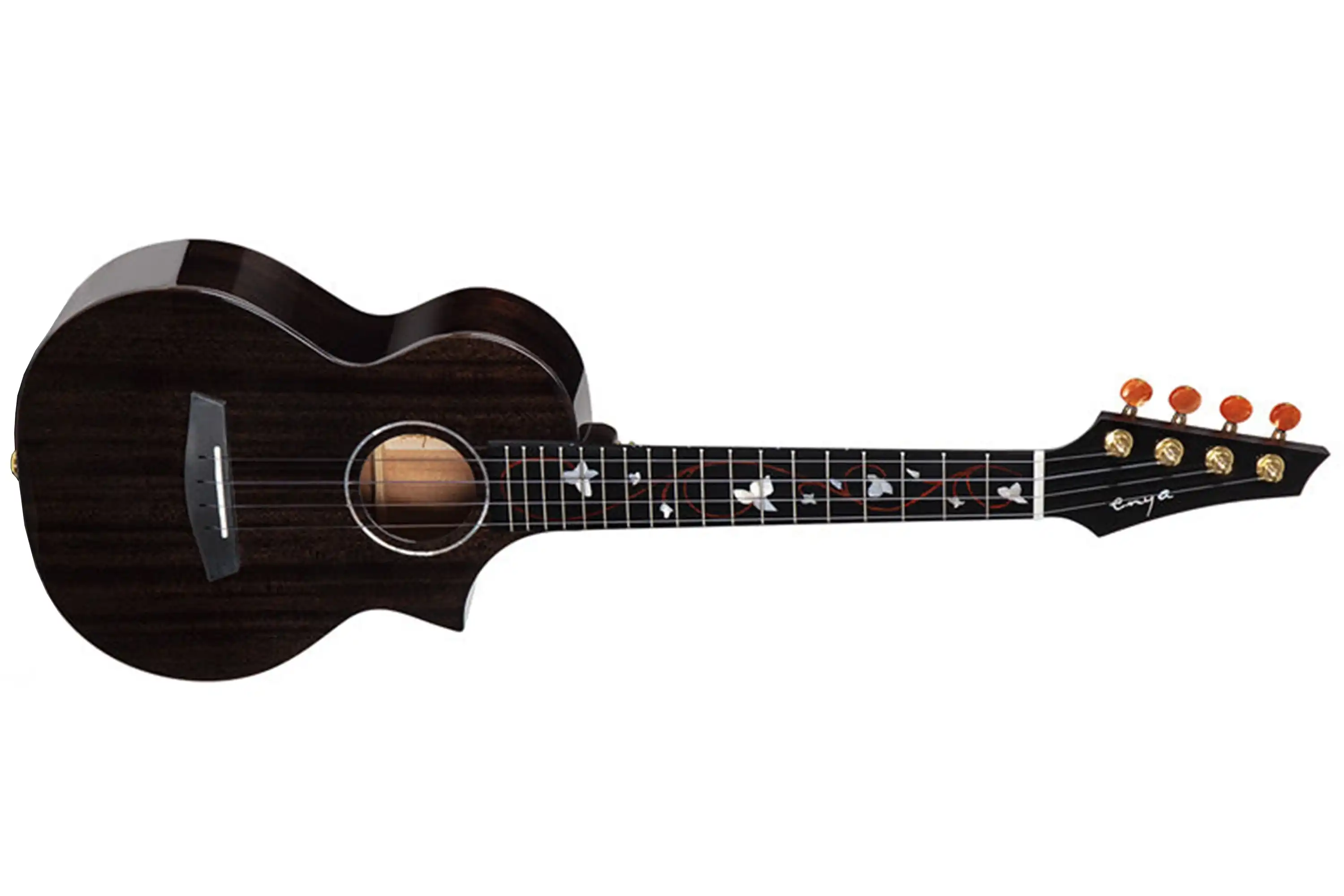 Enya EUT-M6-BK-EQ Solid Mahogany Tenor Ukulele w/ Pickup - Black - Image 3