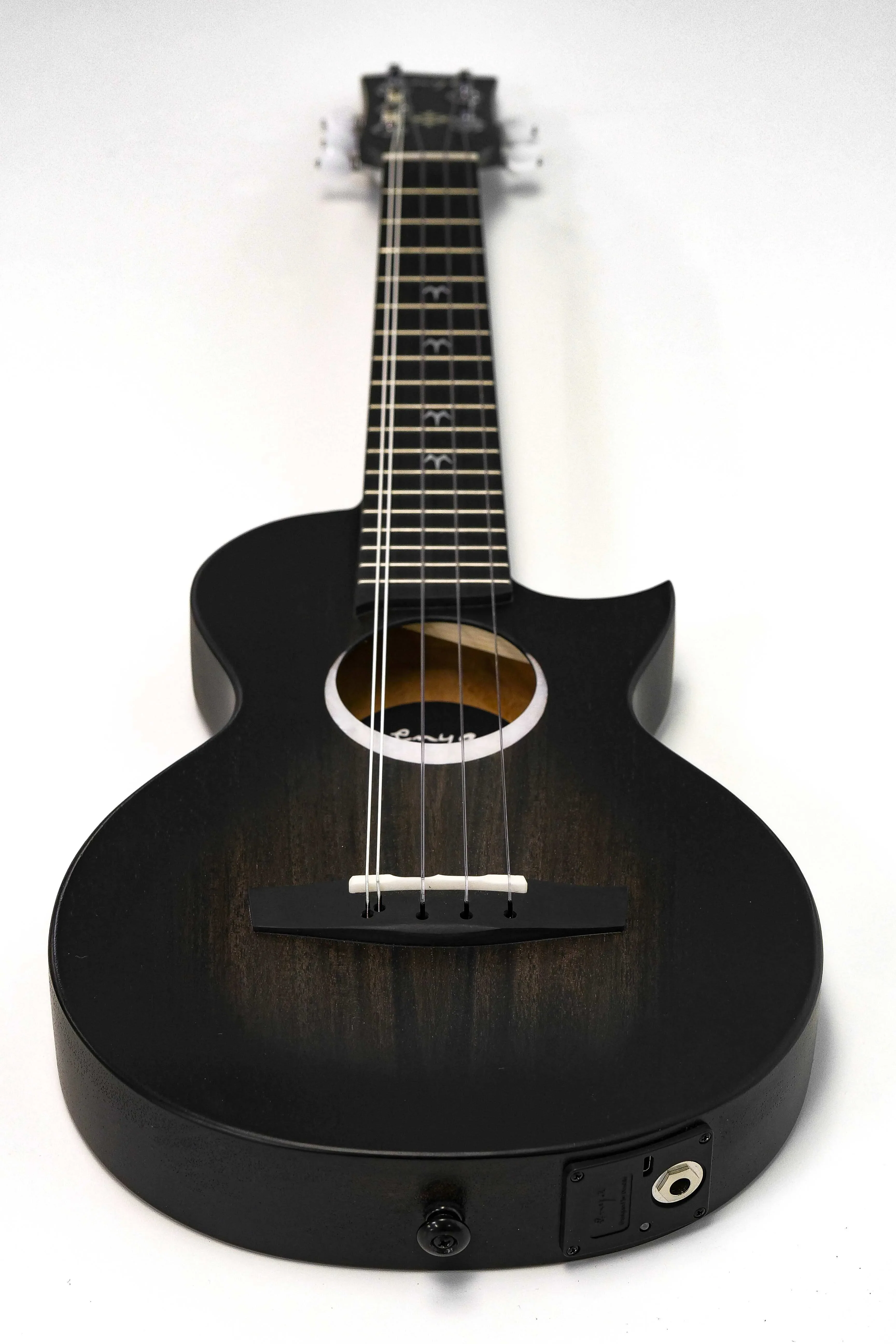 Enya EUT-MOON5-BK-EQ Acousticplus Taimane Signature 5-String Tenor Ukulele - Black - Image 5