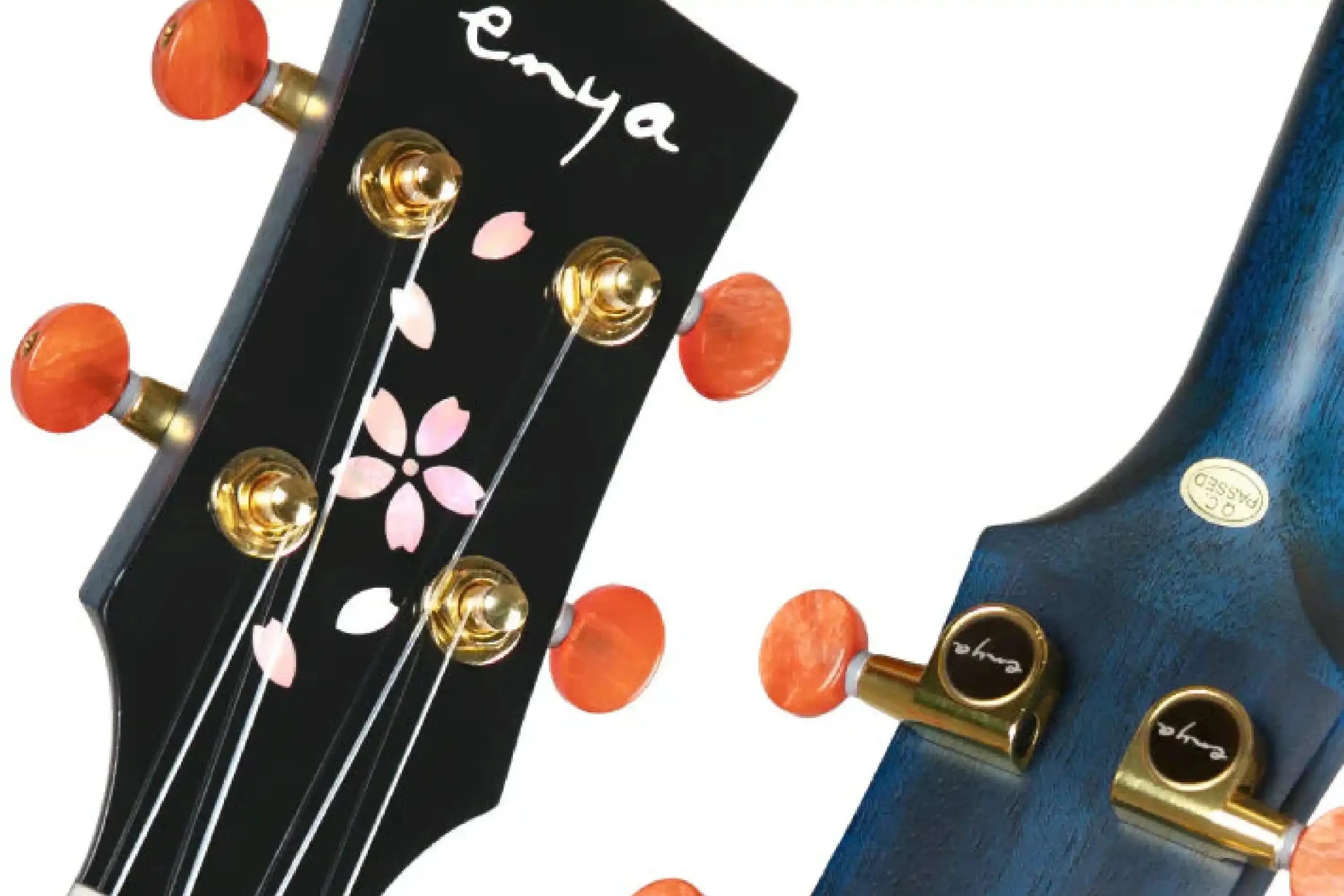 Enya EUT-MS-BU-EQ Solid Mahogany Tenor Blue Acoustic Electric Ukulele - Image 7