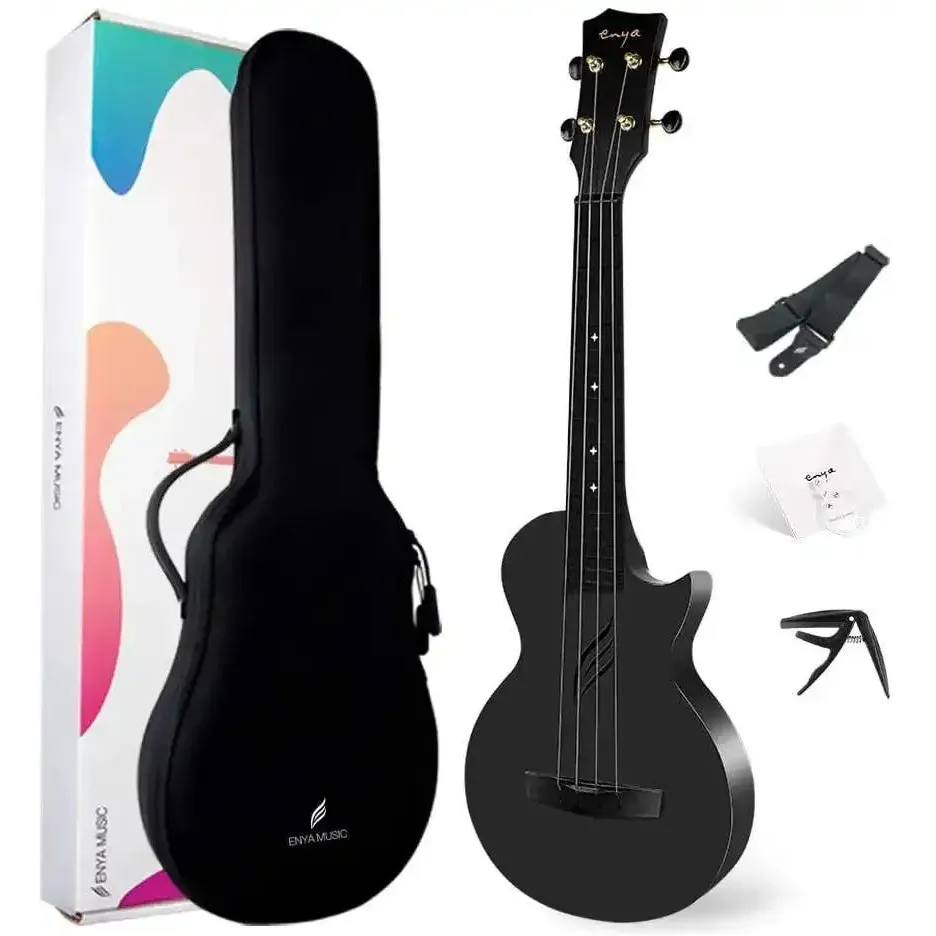 Enya Nova-U Carbon Fiber Acoustic Concert Ukulele - Black - Image 3