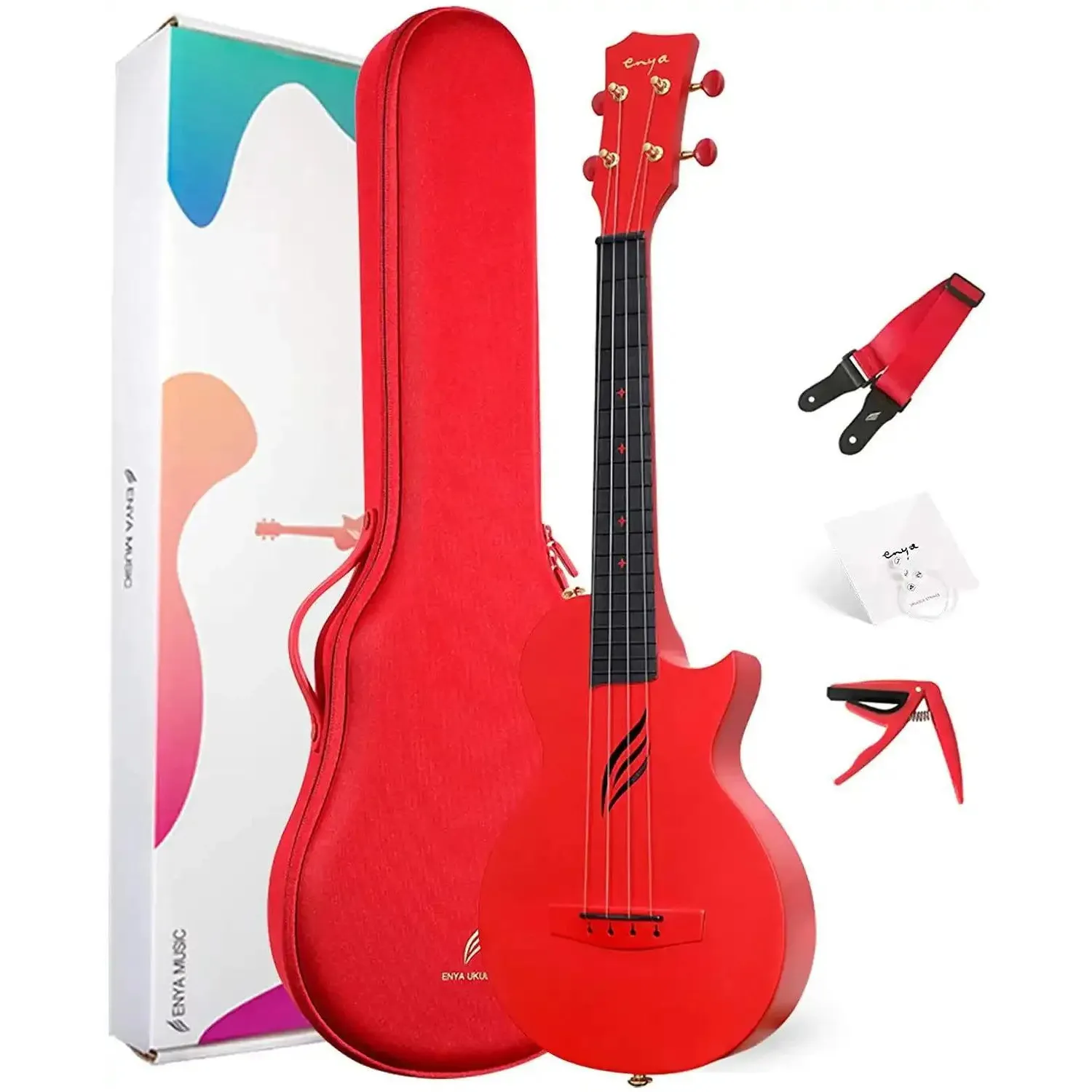Enya Nova U Carbon Fiber Acoustic Concert Ukulele - Red - Image 2
