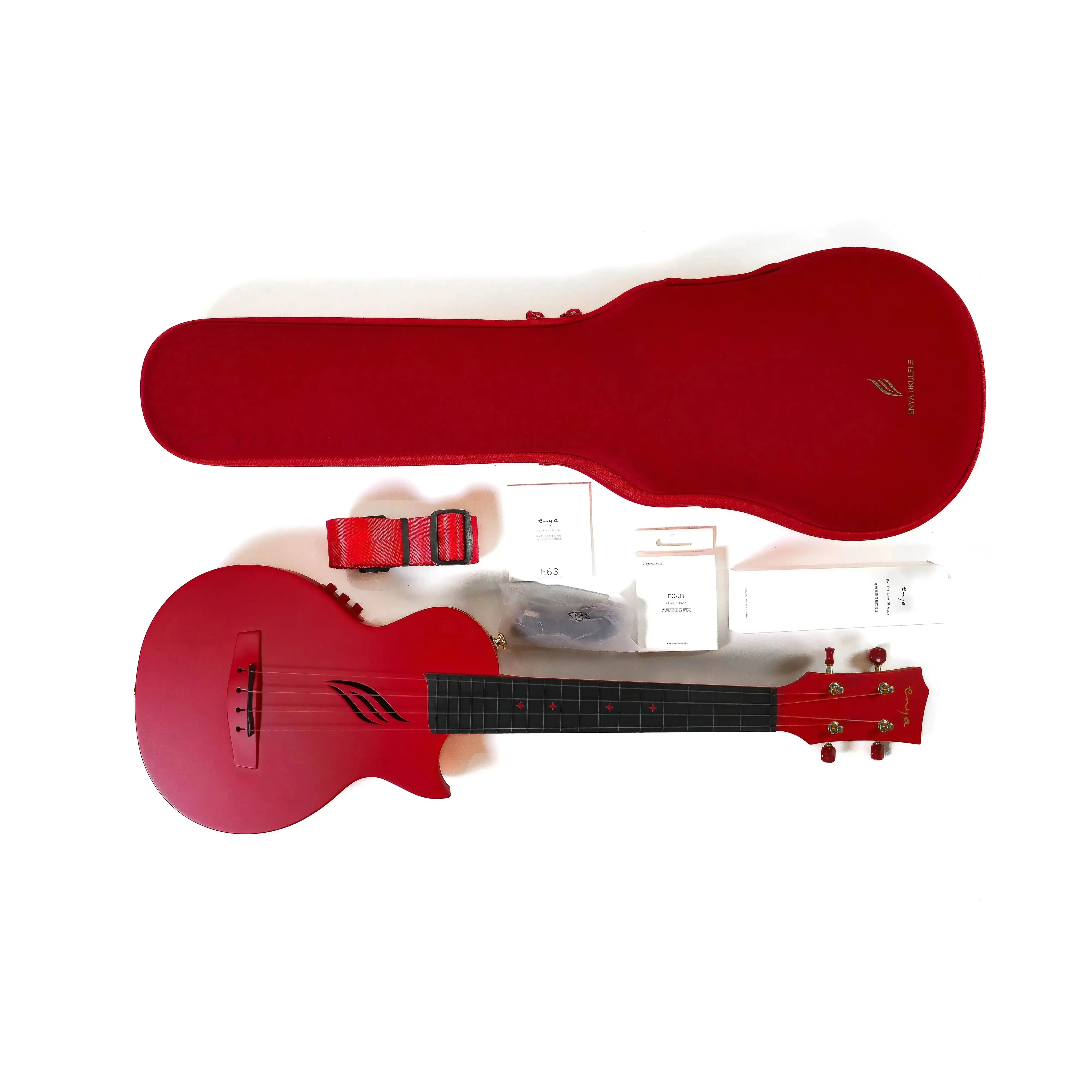 Enya Nova UE/RD Red Concert Ukulele w/ Pickup