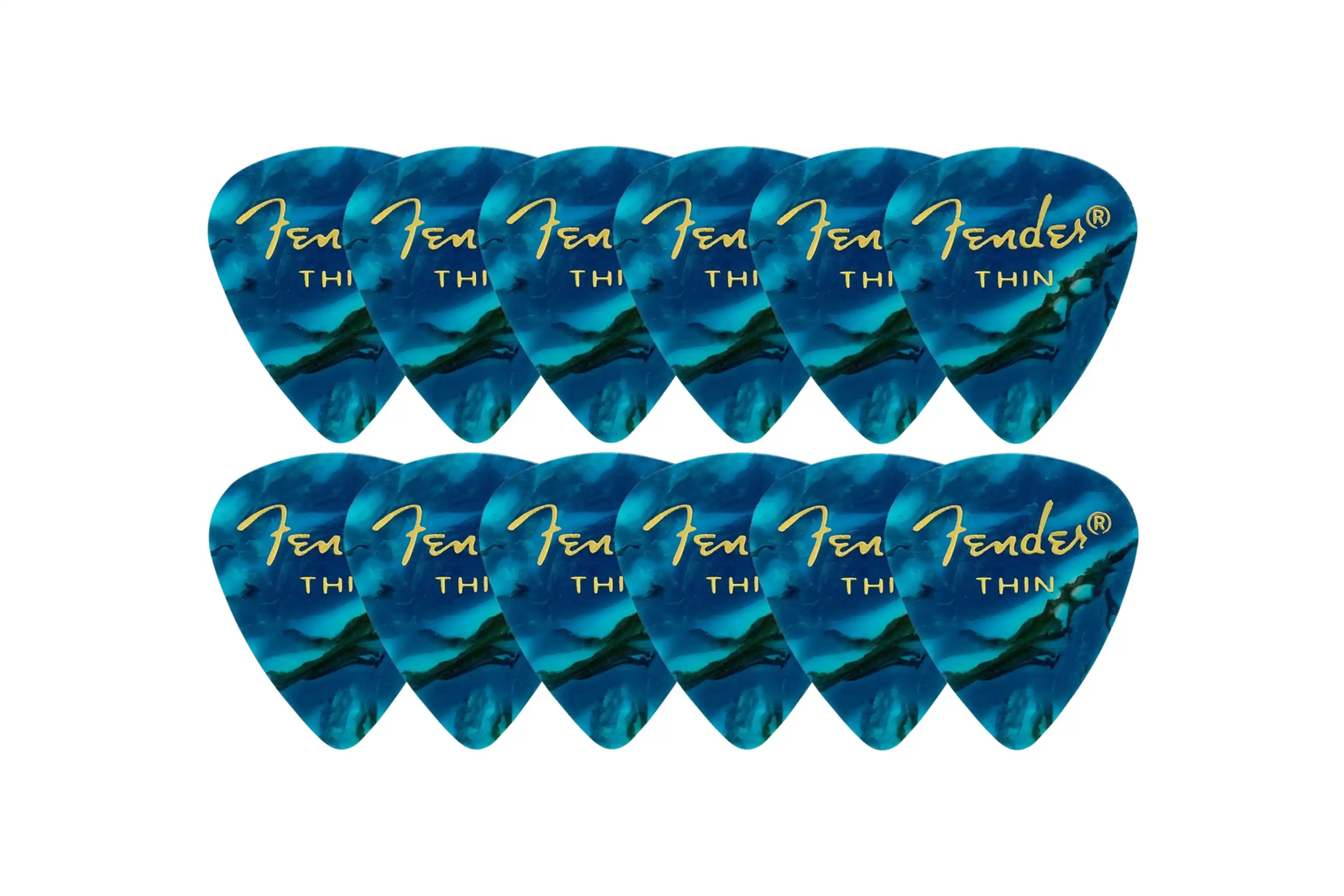 Fender Premium Ocean Turquoise Celluloid Picks Thin - 12 Pack - Image 2