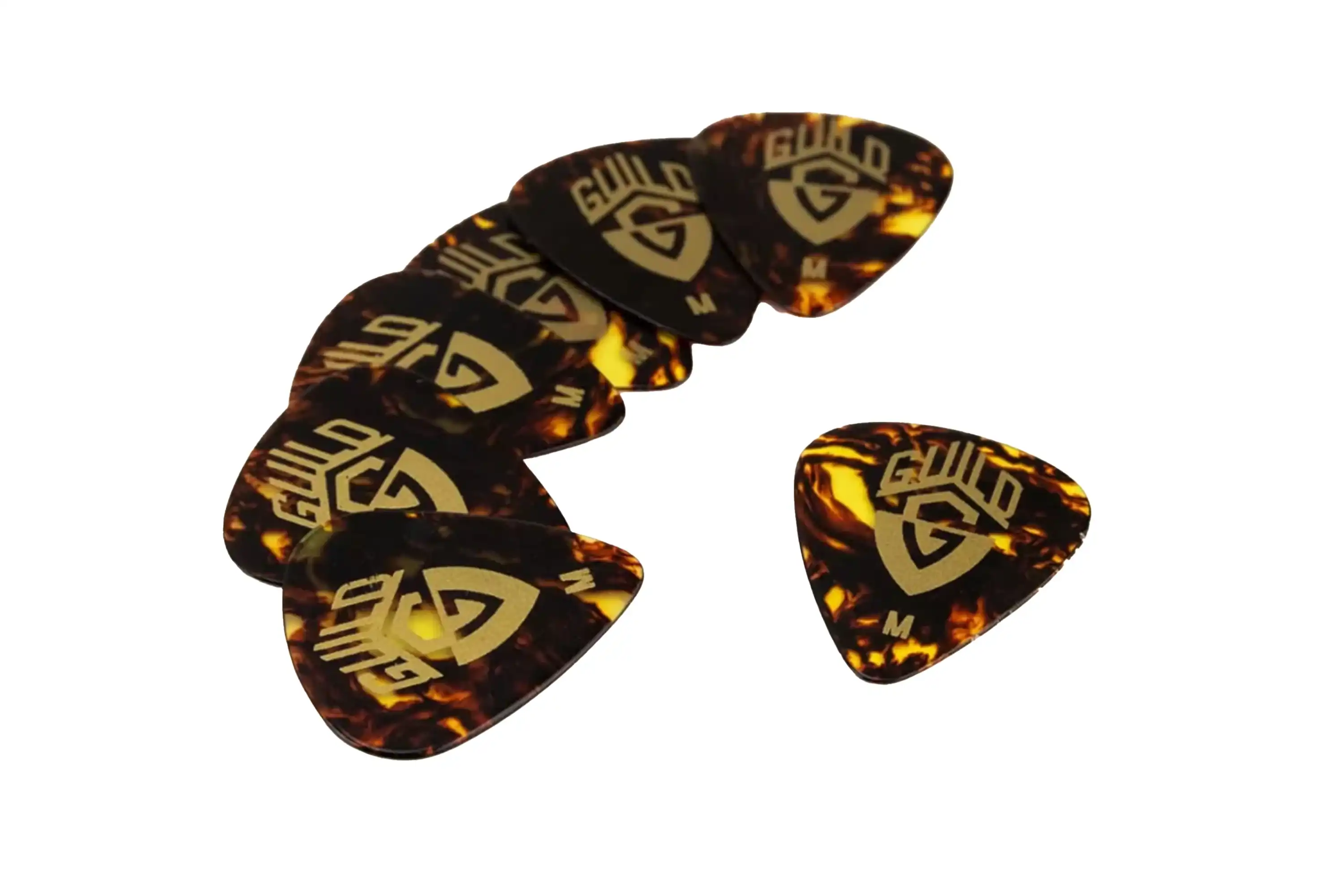 Guild Traditional Tortoise Celluloid Guitar Picks - Medium 12 Pack