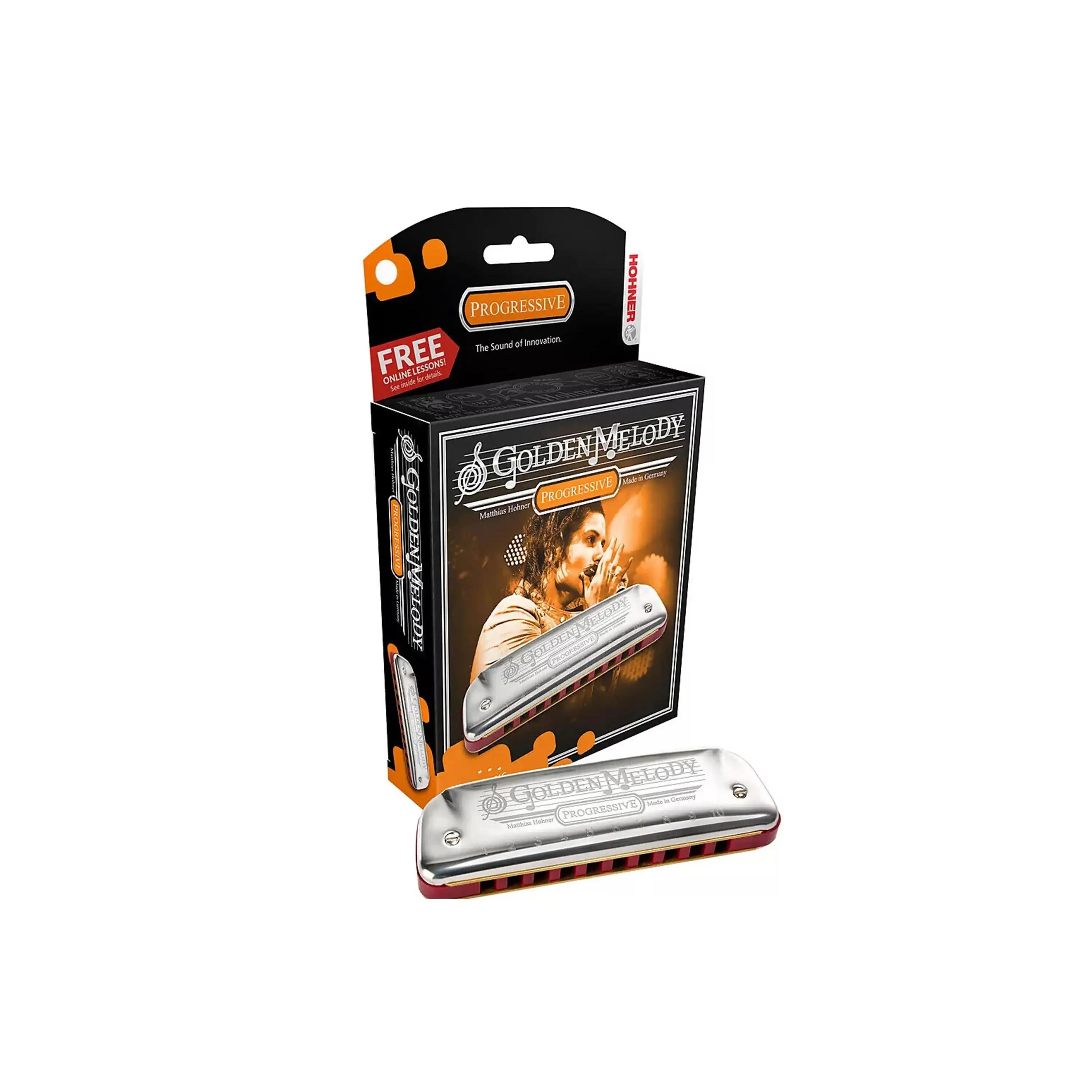Hohner M544BX-E Progressive Golden Melody Harmonica - Key of E - Image 3