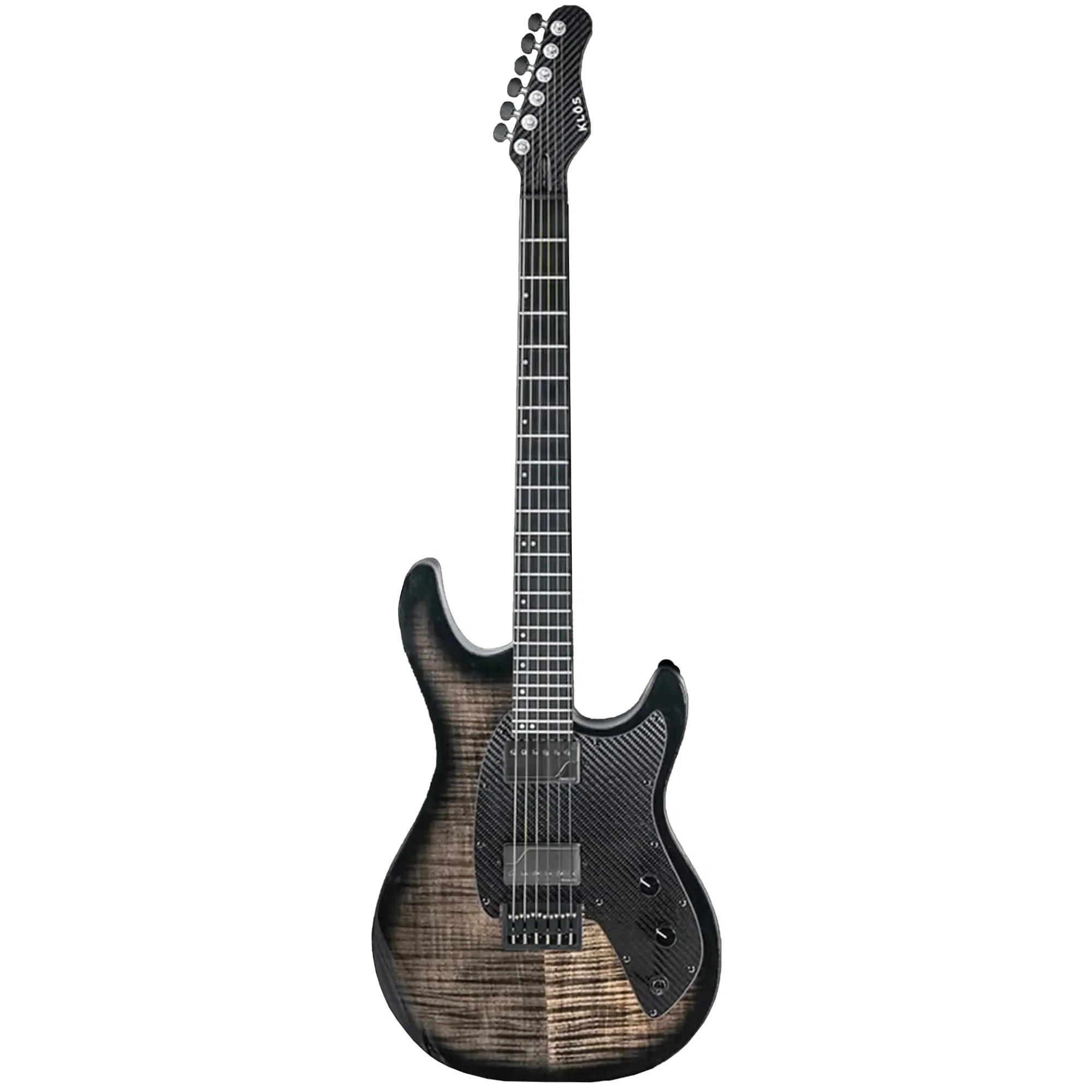 Klōs Artemis Custom Series 22 Fret Black Flame Maple Electric Guitar with Fishman Fluence Pickup - Image 3