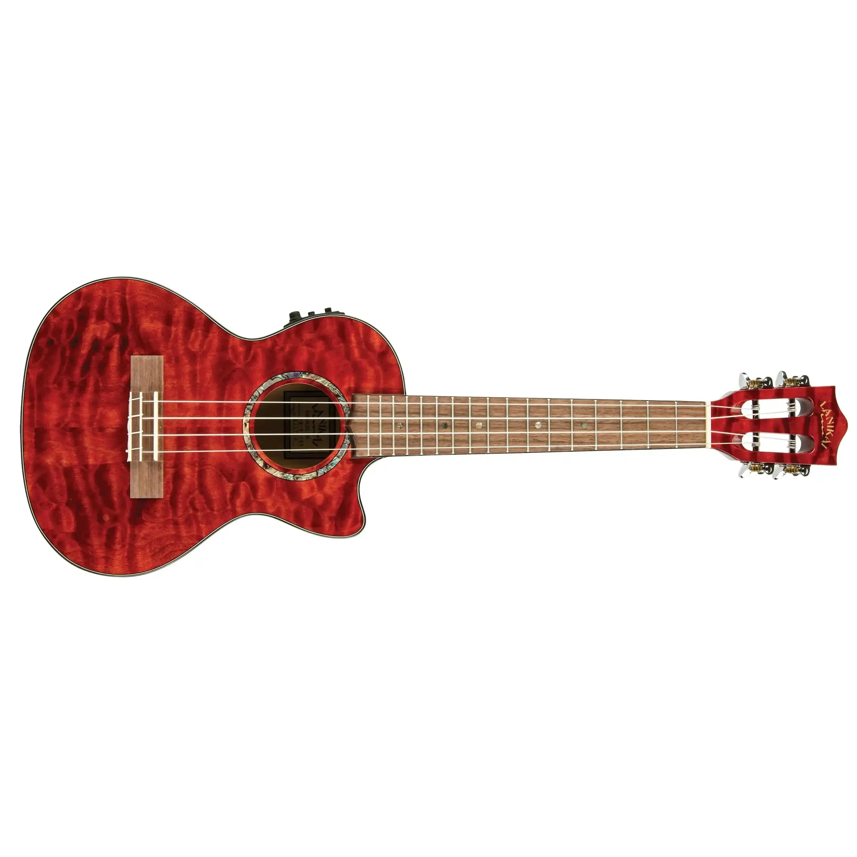 Lanikai QM-RDCET Red Quilted Maple Tenor Ukulele w/ Pickup - Image 3