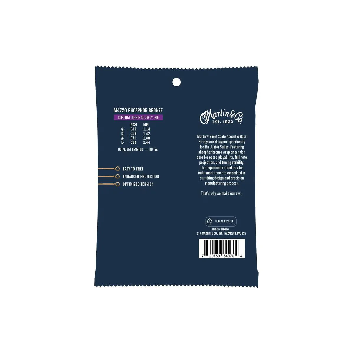 Martin Junior Acoustic Bass Strings - Custom Light 45-96 - Image 2