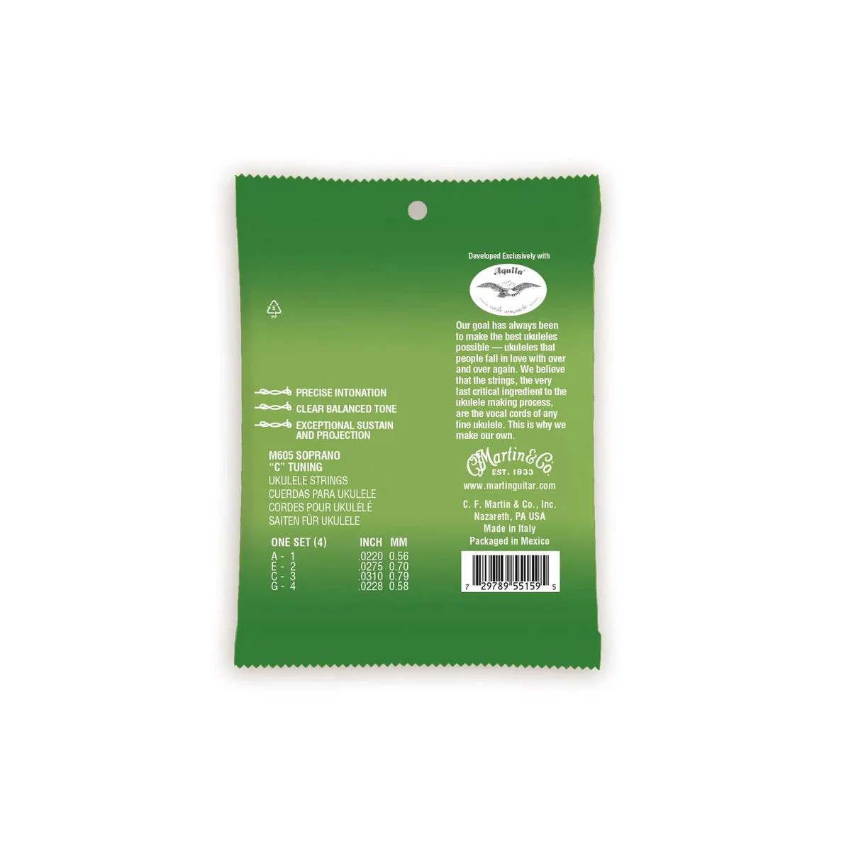 Martin M625 Graphite Grey Polygut Tenor Ukulele Strings (G-C-E-A Tuning) - HIGH G - Image 2