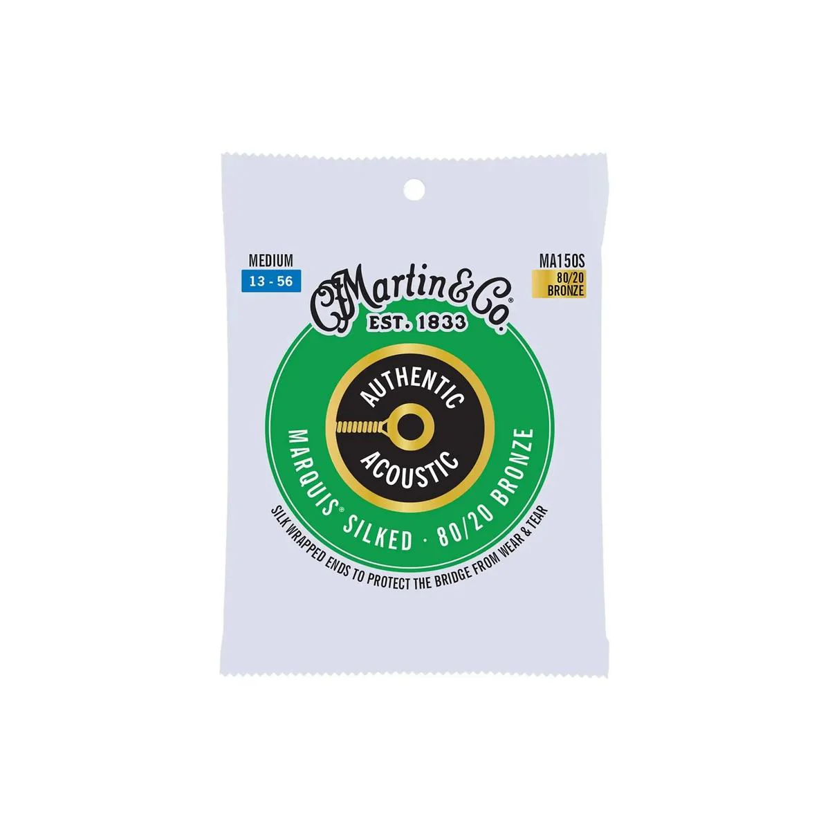Martin MA150S Authentic 80/20 Bronze Marquis Silked Acoustic Guitar Strings - Medium .013-.056
