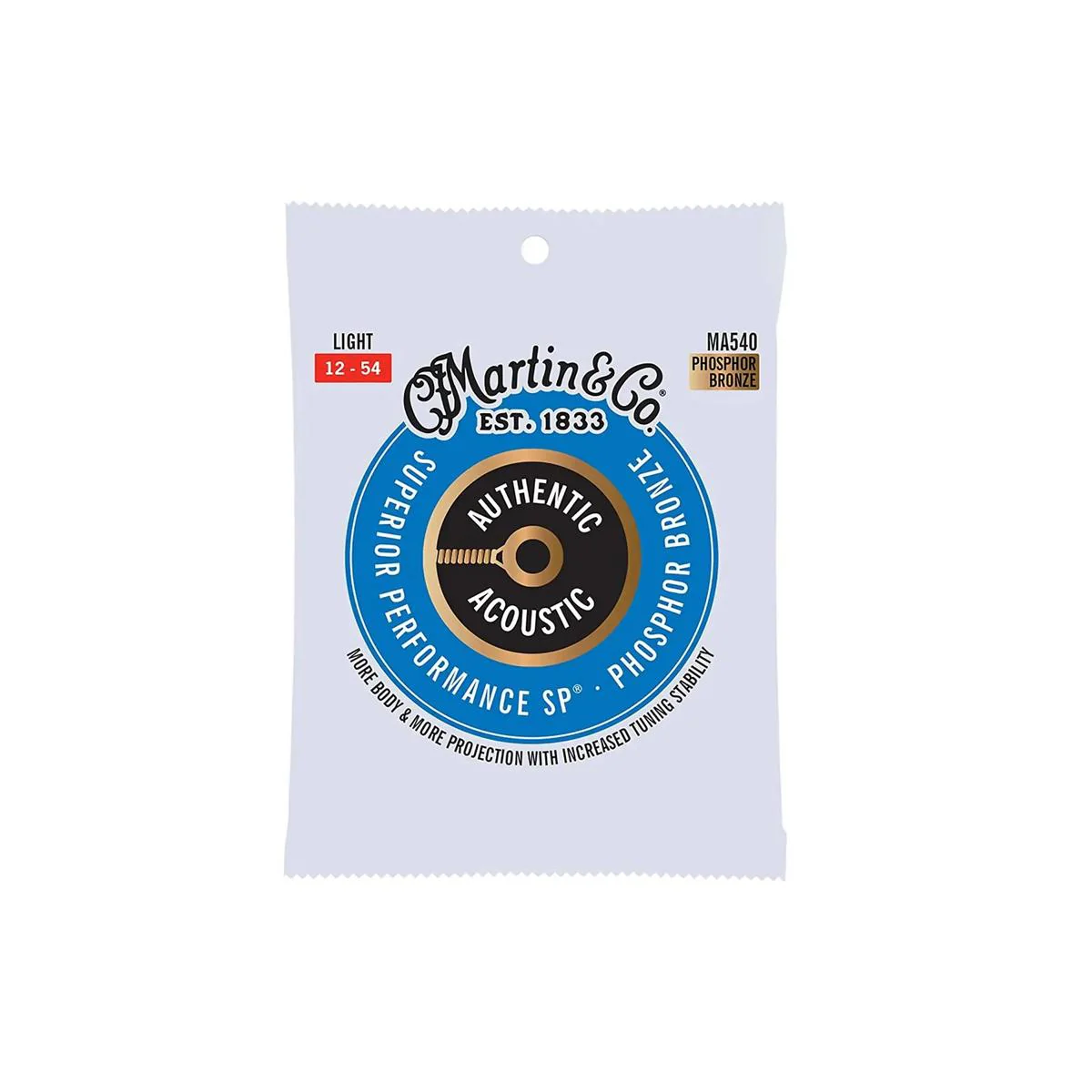 Martin MA540 Authentic Acoustic Phosphor Bronze Guitar Strings - Light .012-.054