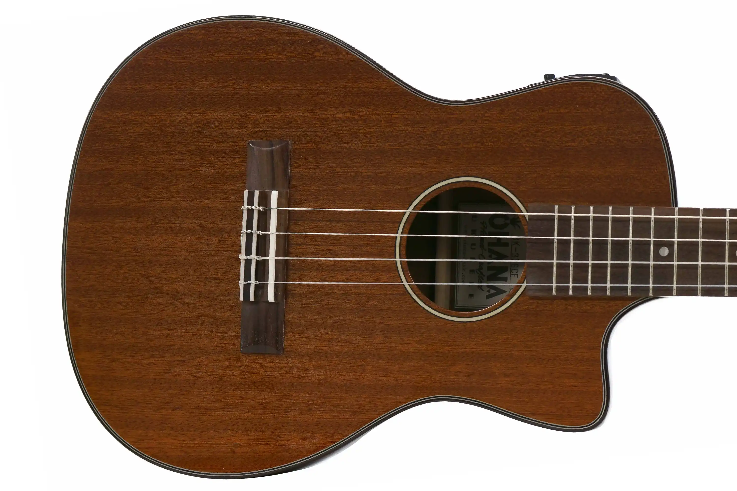 Ohana BK-35GCE Solid Mahogany Baritone Ukulele w/ Pickup & Strap Buttons - B-STOCK