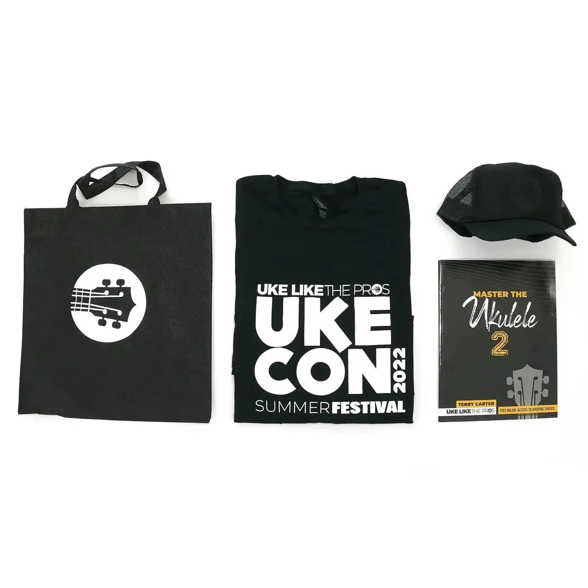 Ukulele Merch Package - UkeCon 2022 Shirt, Book, ULTP Hat and Bag