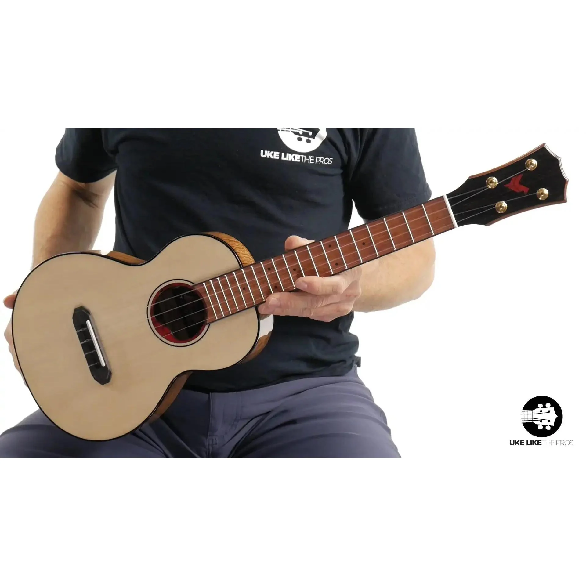 Rebel Pluto Tenor Ukulele Solid Spruce Top and Curly Acacia "Fire Walk" - Image 3