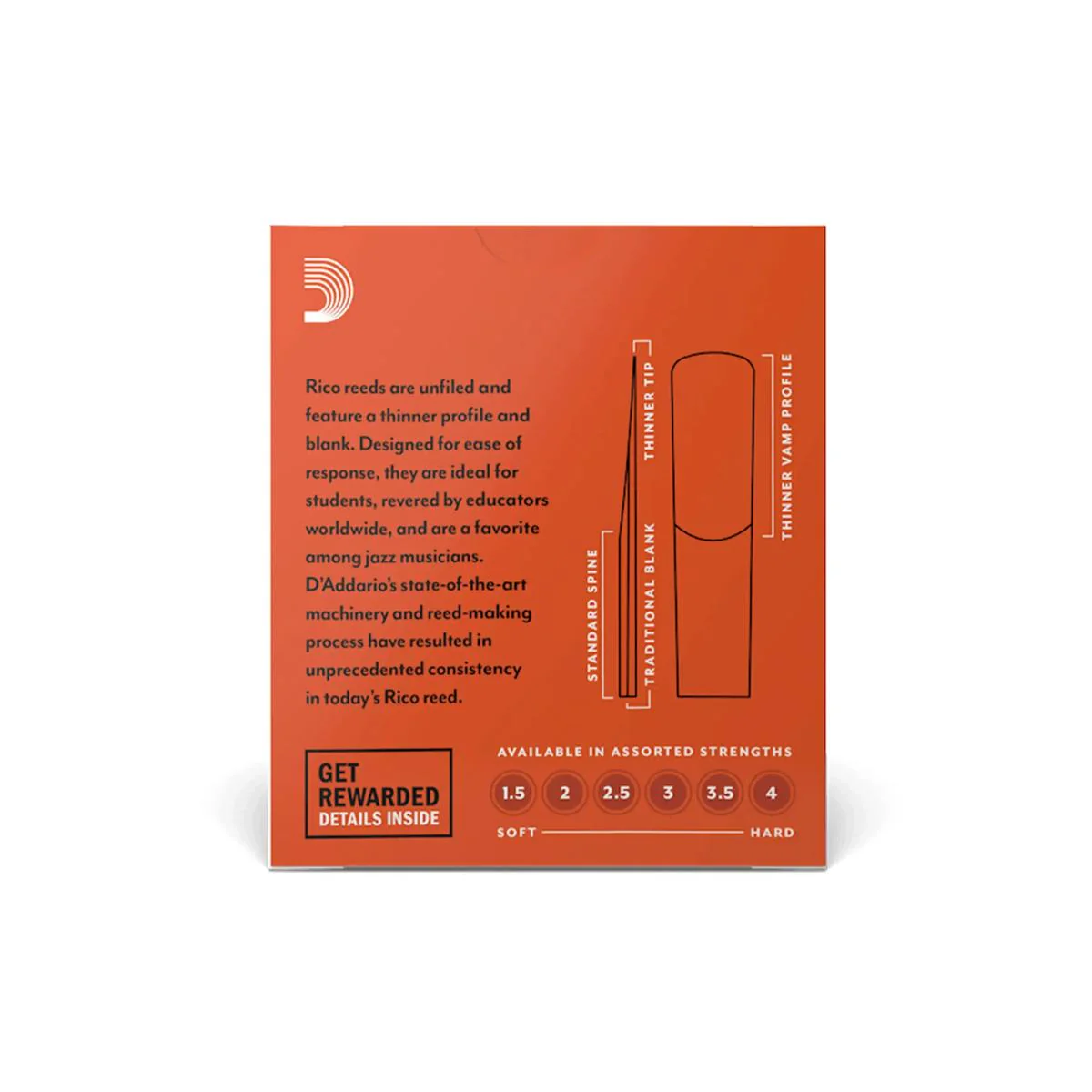 Rico by D'Addario Alto Saxophone Reeds Strength 2.5 - 10 Pack - Image 2