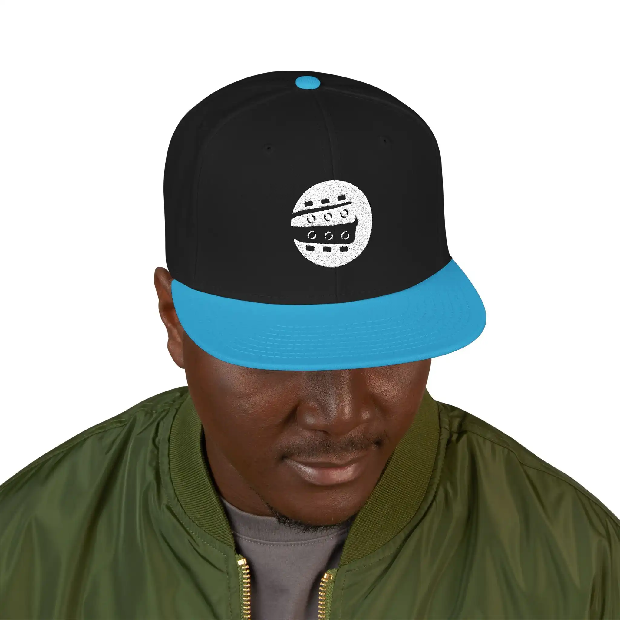 Rock Like The Pros Embroidered Snapback Hat - White Logo - Image 21