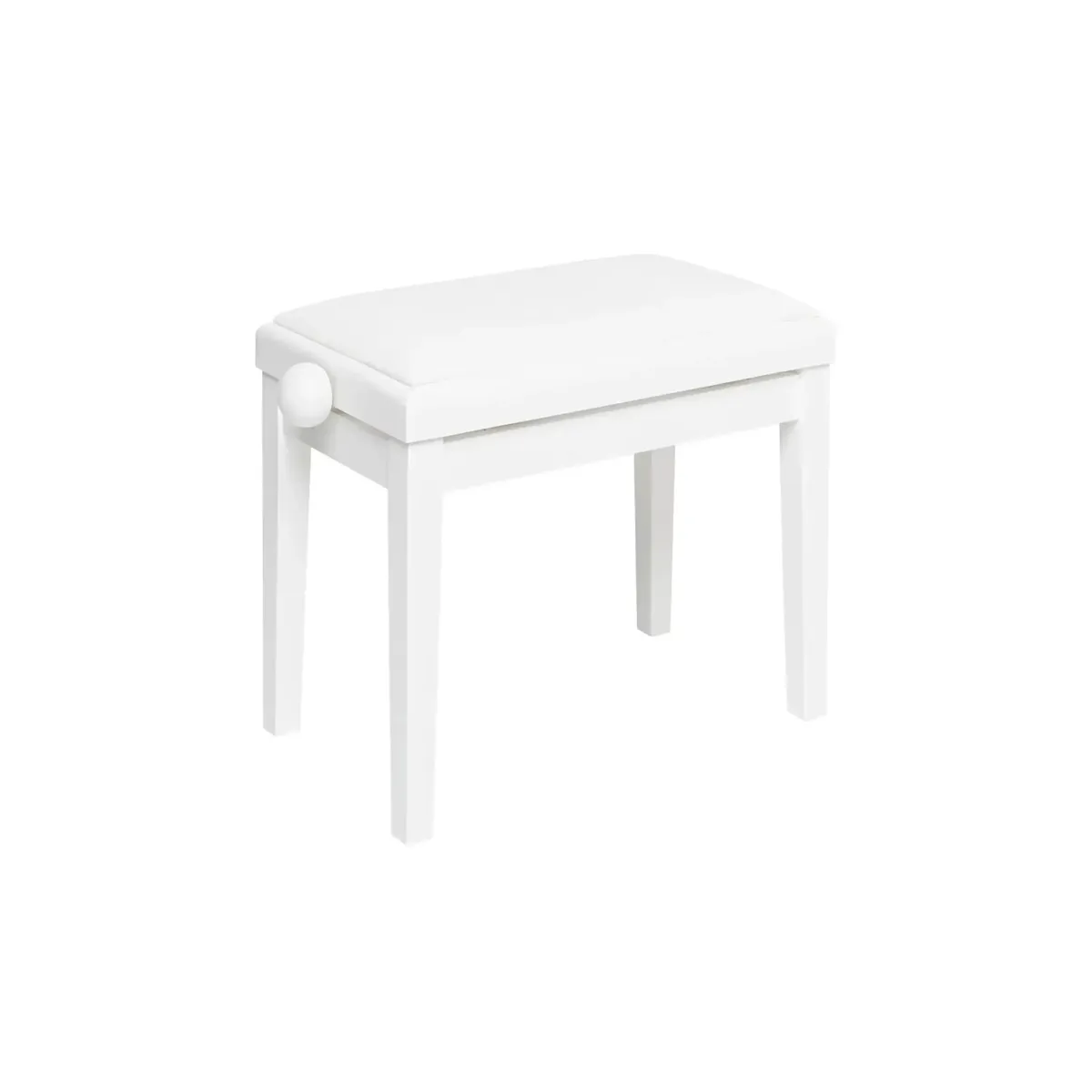 Stagg Matte White Adjustable Piano Bench with White Velvet Top