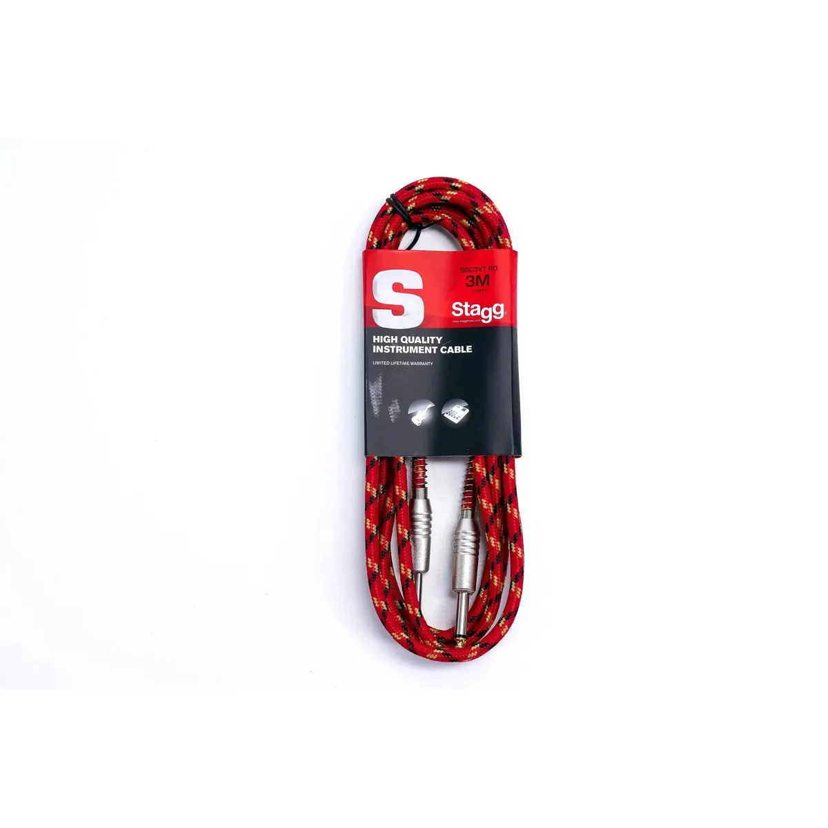 Stagg SGC3VT-RD Red Vintweed 10ft Instrument Cable