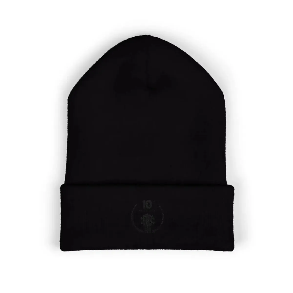 Uke Like The Pros 10th Anniversary Embroidered Cuffed Beanie — Black on Black