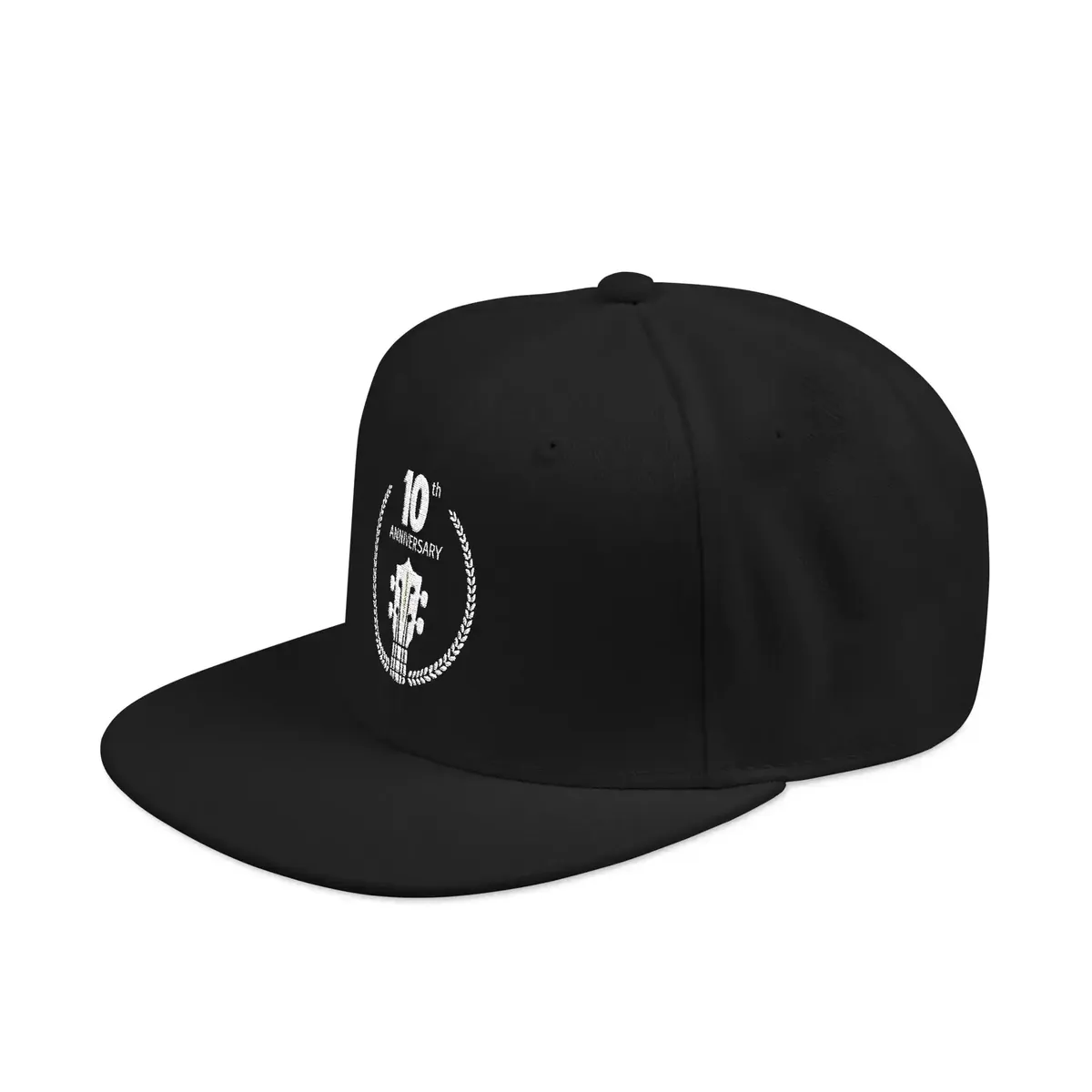 Uke Like The Pros 10th Anniversary Embroidered Snapback Hat - White Logo