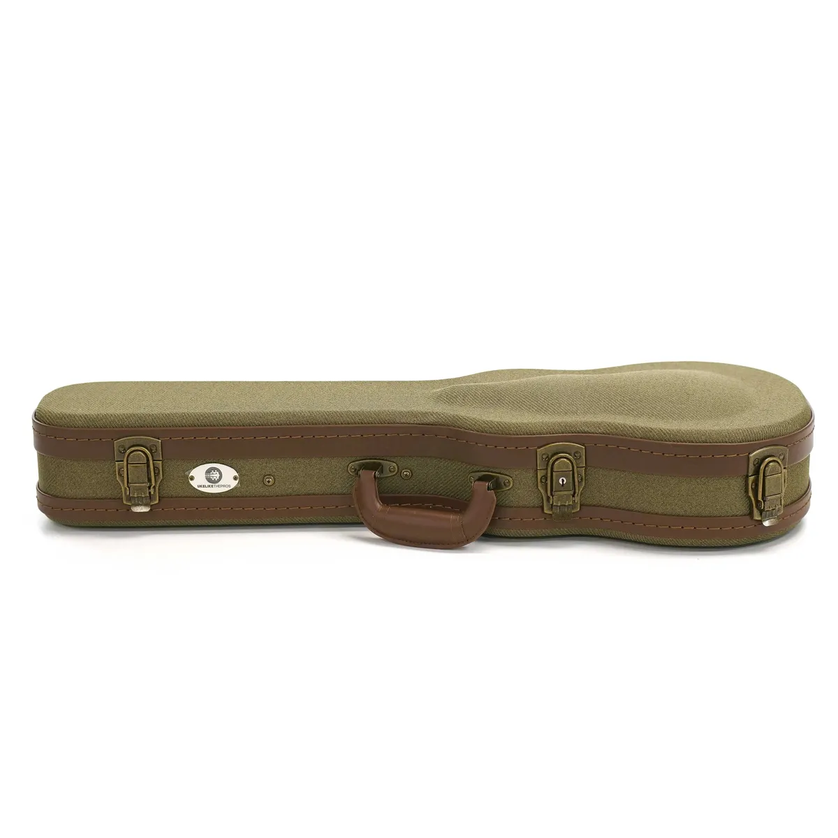 Uke Like The Pros OTB-AT Baritone Ukulele Olive Tweed Archtop Hardshell Case - Image 2