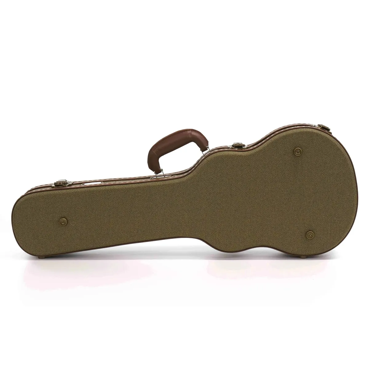 Uke Like The Pros OTB-AT Baritone Ukulele Olive Tweed Archtop Hardshell Case - Image 4