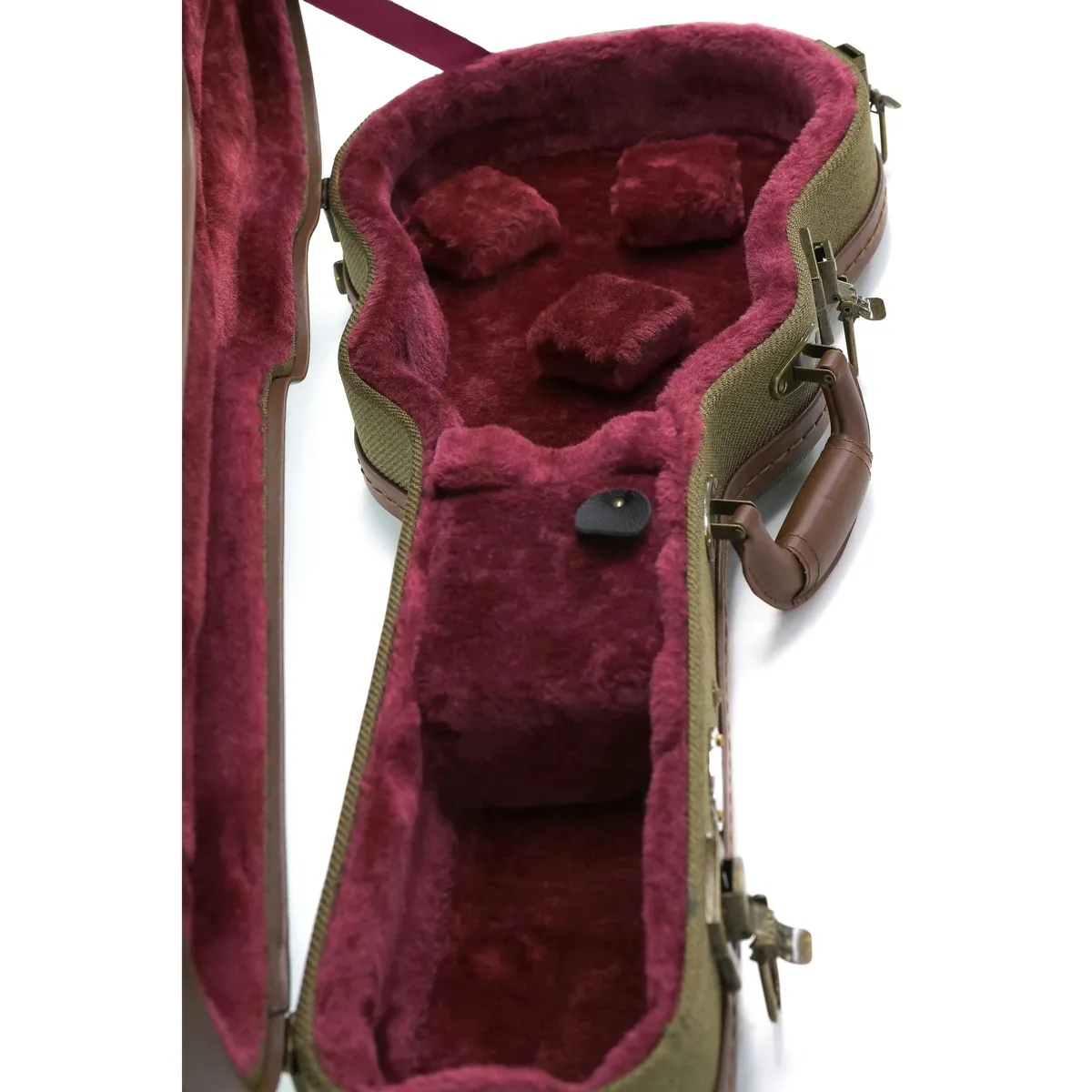 Uke Like The Pros OTB-AT Baritone Ukulele Olive Tweed Archtop Hardshell Case - Image 5