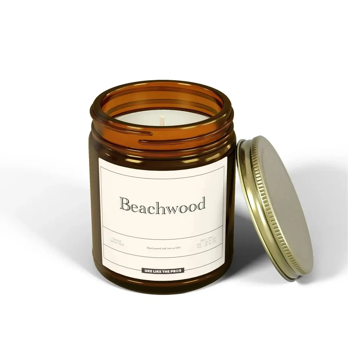 Uke Like The Pros Coconut & Apricot Wax Scented Candle - Beachwood (4oz & 9oz) - Image 14
