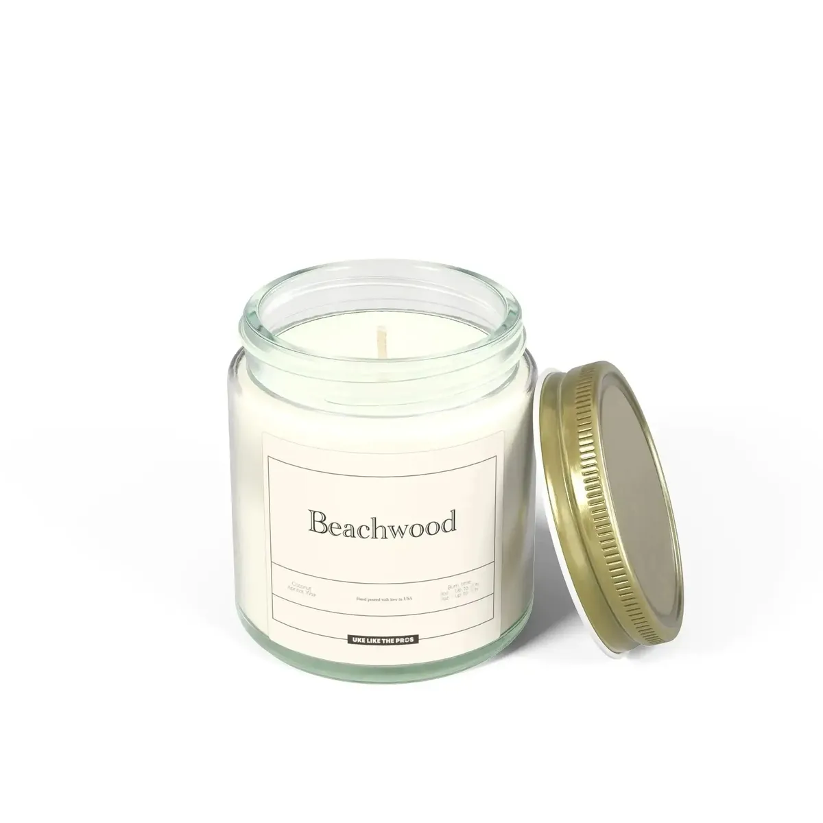 Uke Like The Pros Coconut & Apricot Wax Scented Candle - Beachwood (4oz & 9oz) - Image 5
